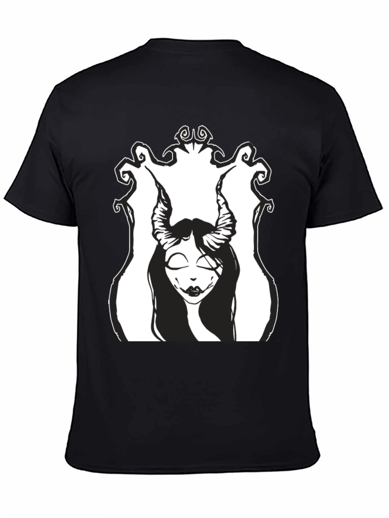 Black T-Shirt with Devilish Woman Graphic