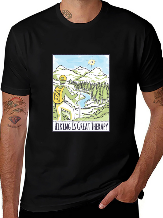 Hiking is Great Therapy Black T-Shirt