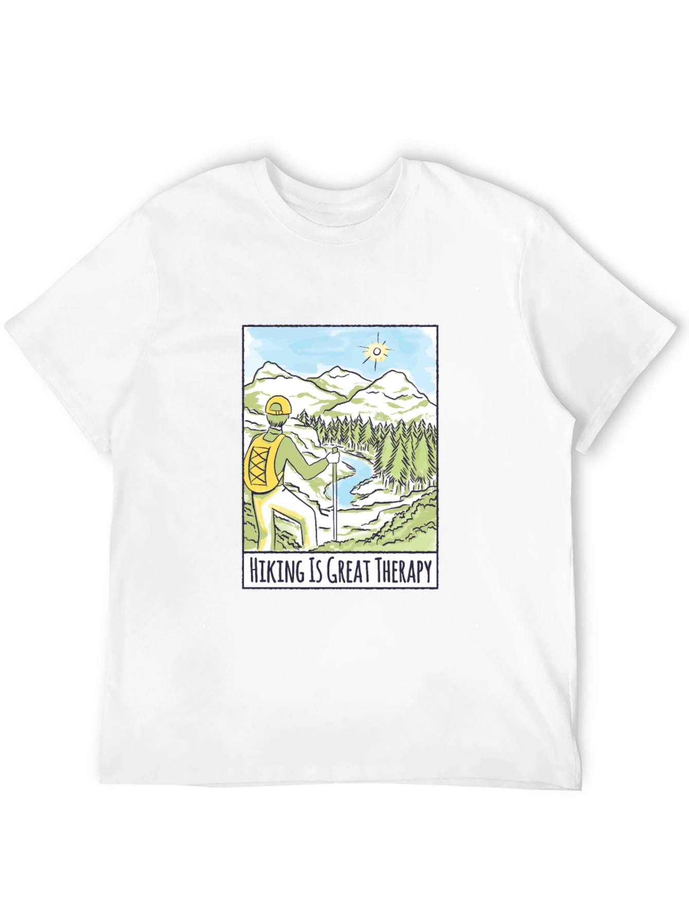 Hiking is Great Therapy Black T-Shirt