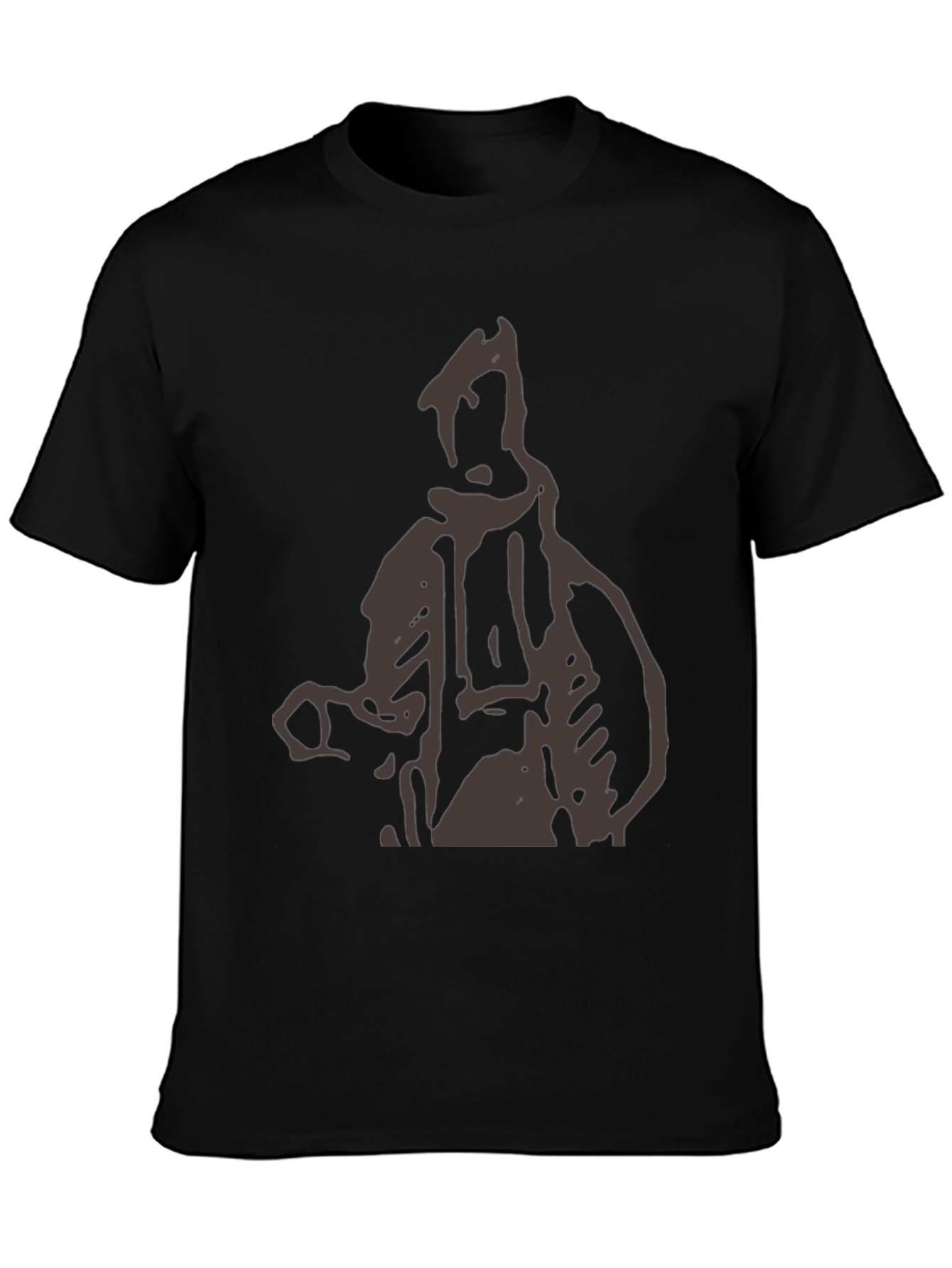 Abstract Figure Graphic Print Black T-Shirt