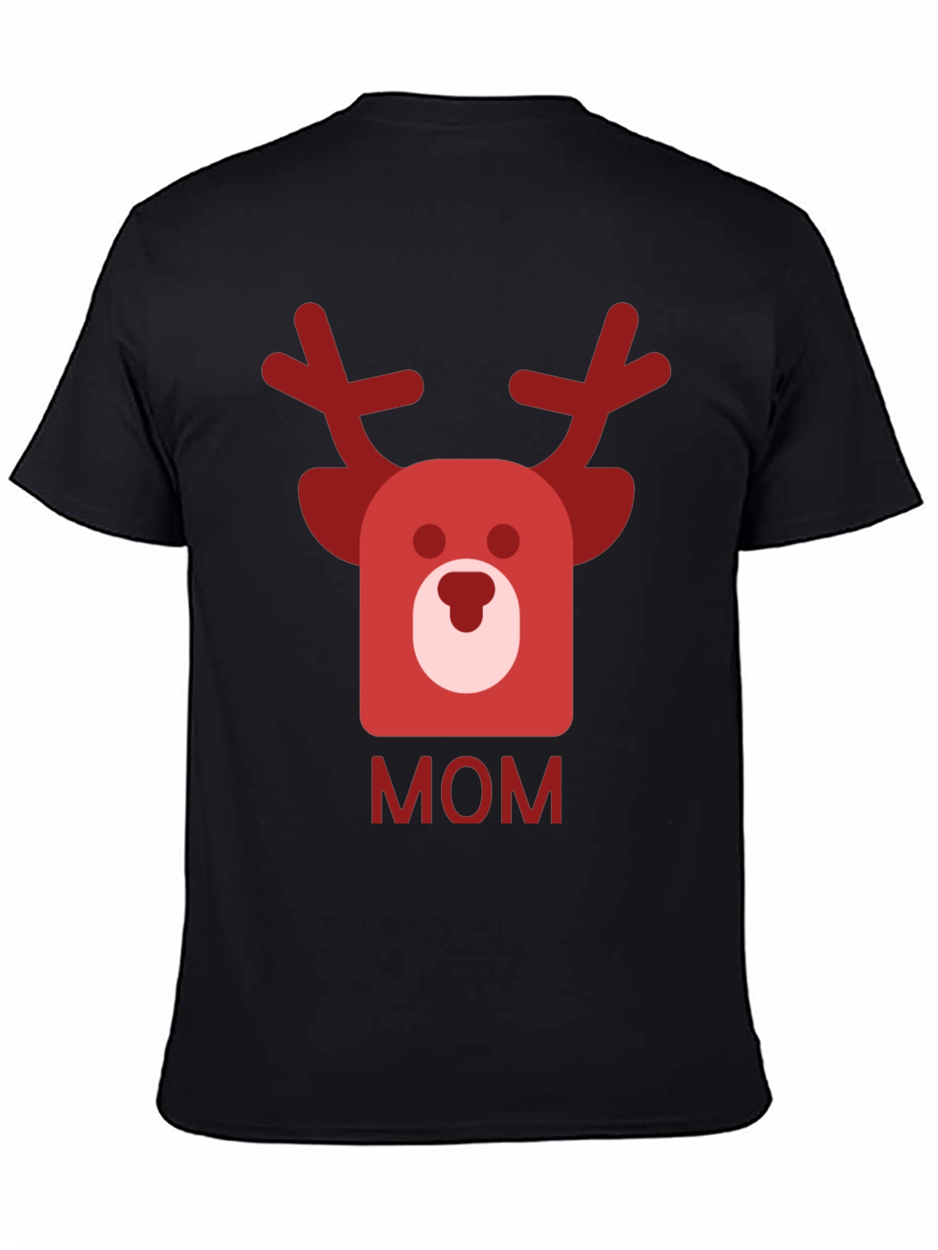 Festive Mom Reindeer Graphic Tee - Black