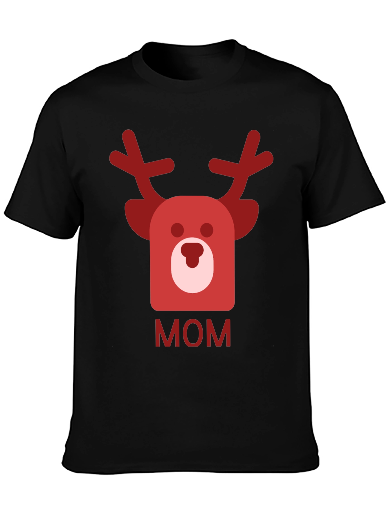 Festive Mom Reindeer Graphic Tee - Black