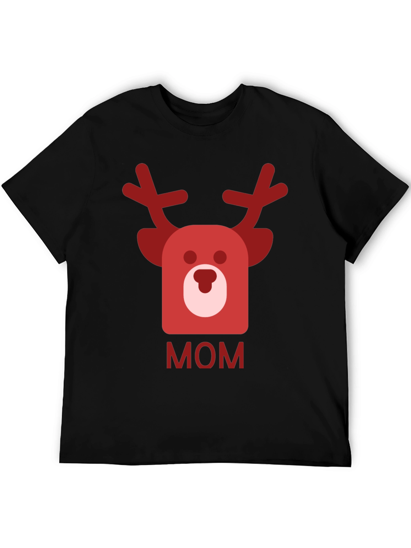 Festive Mom Reindeer Graphic Tee - Black