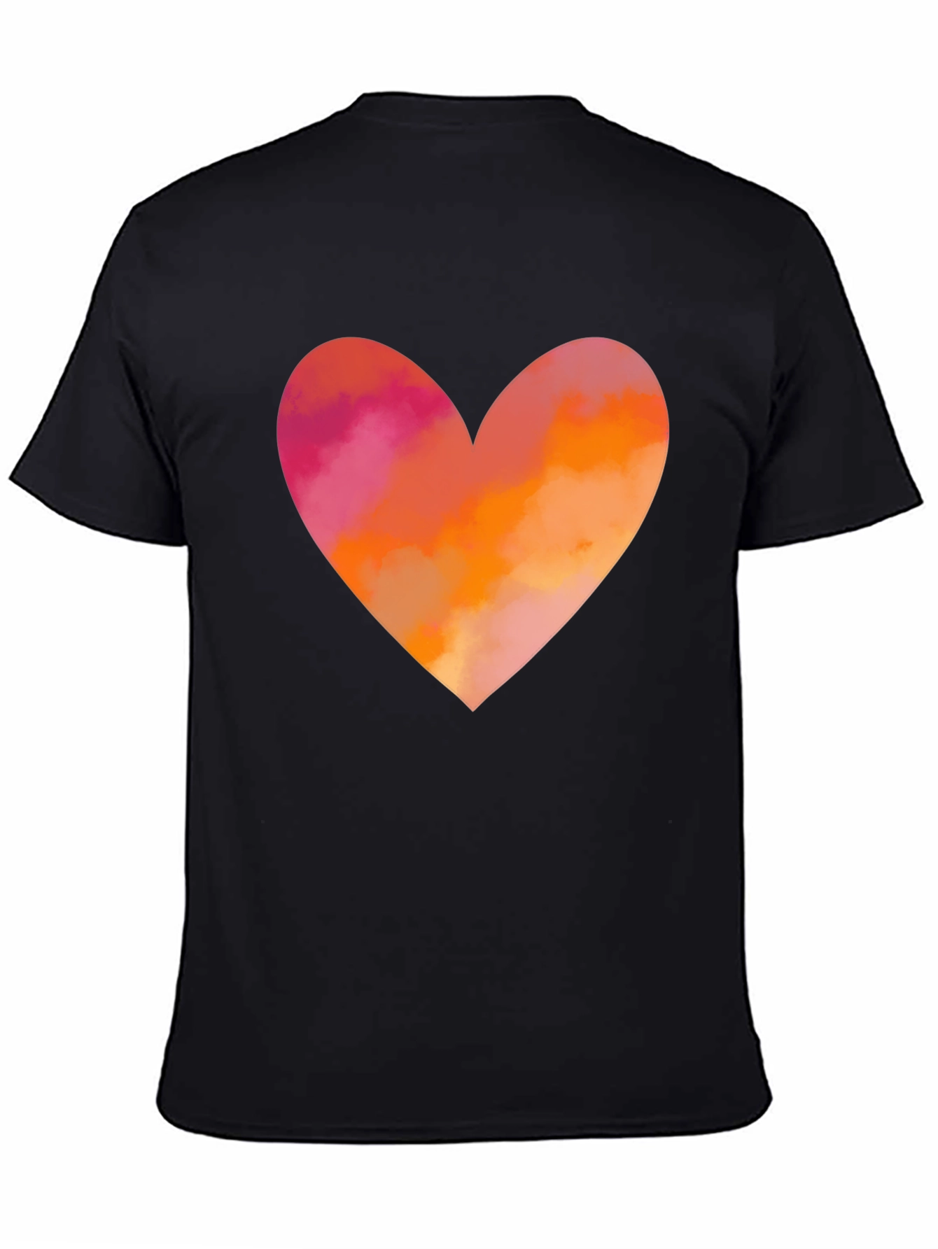 Heart Graphic T-Shirt - Black Cotton Blend Casual Tee