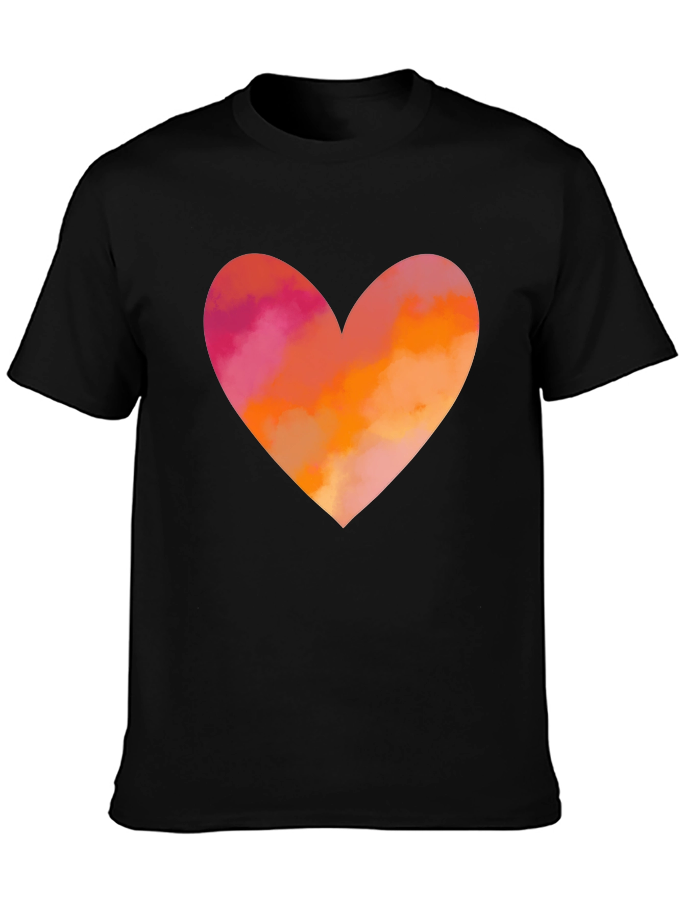 Heart Graphic T-Shirt - Black Cotton Blend Casual Tee