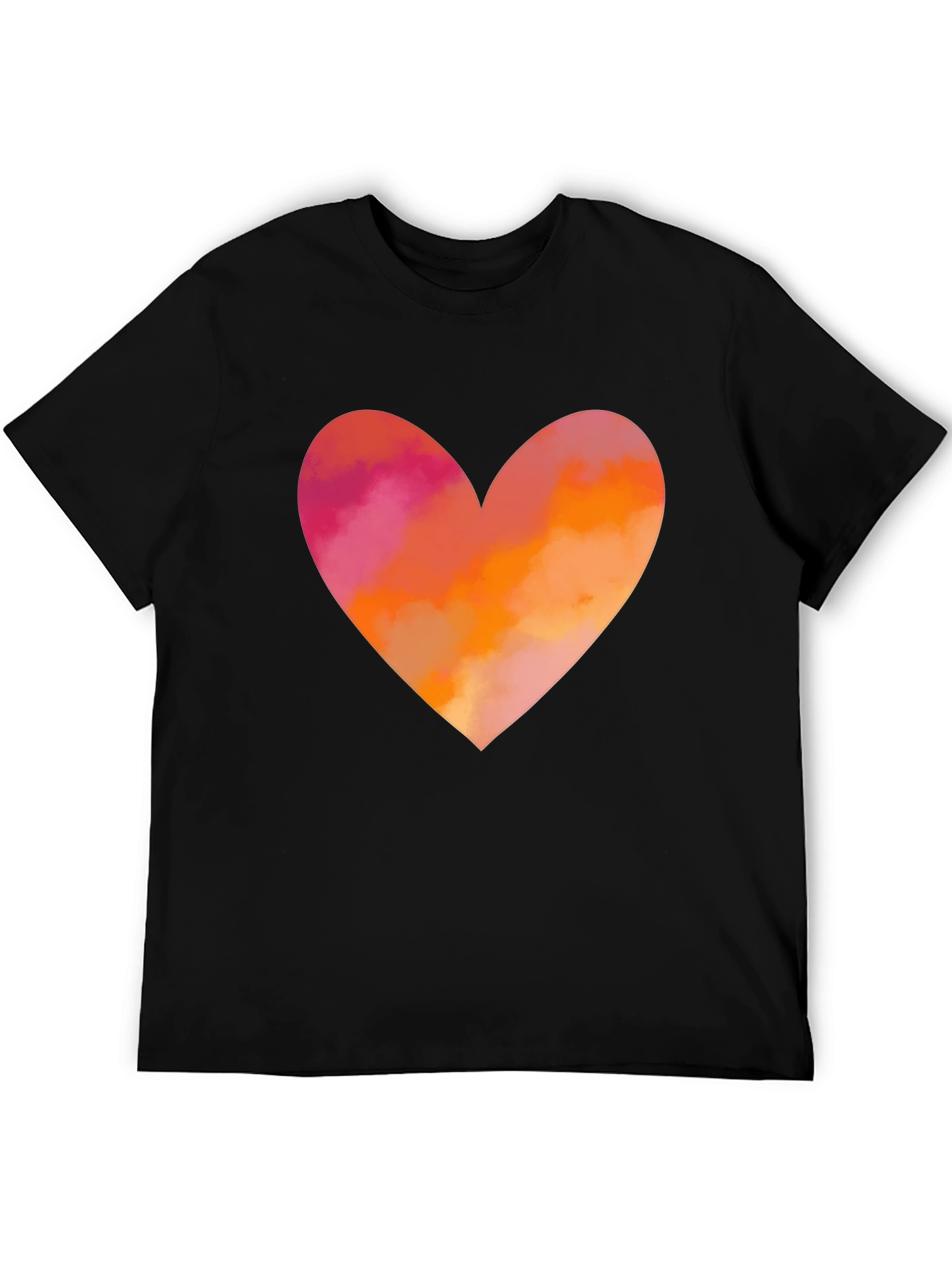 Heart Graphic T-Shirt - Black Cotton Blend Casual Tee