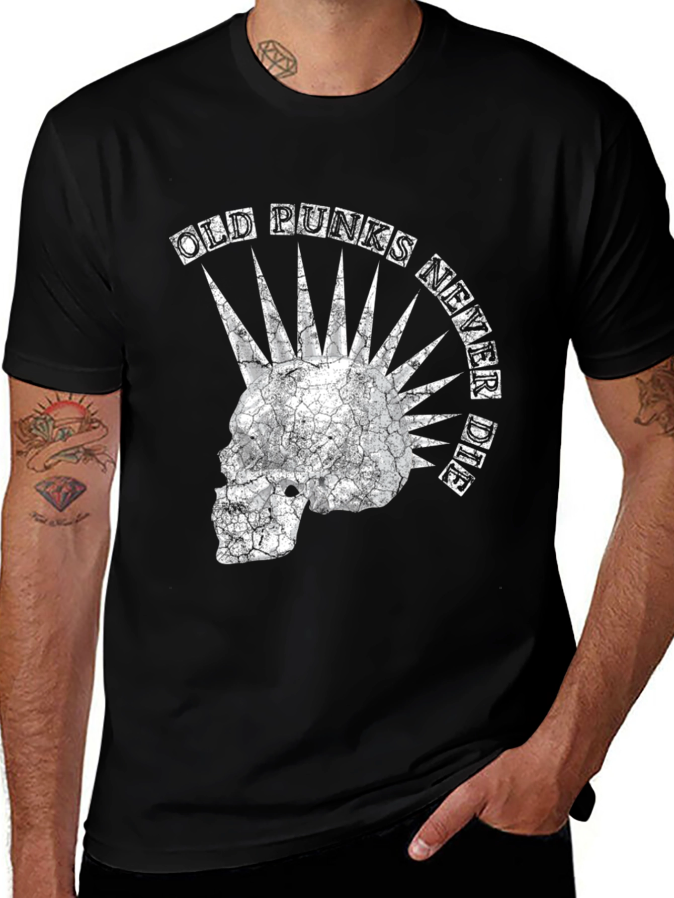 Old Punks Never Die Graphic T-Shirt - Black
