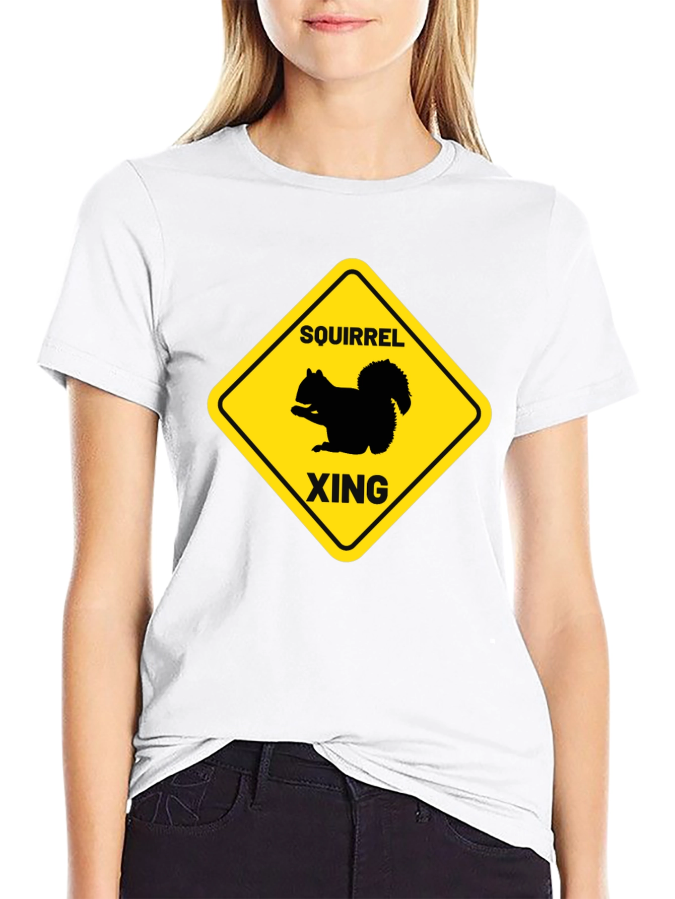 Squirrel Xing Novelty Graphic T-Shirt