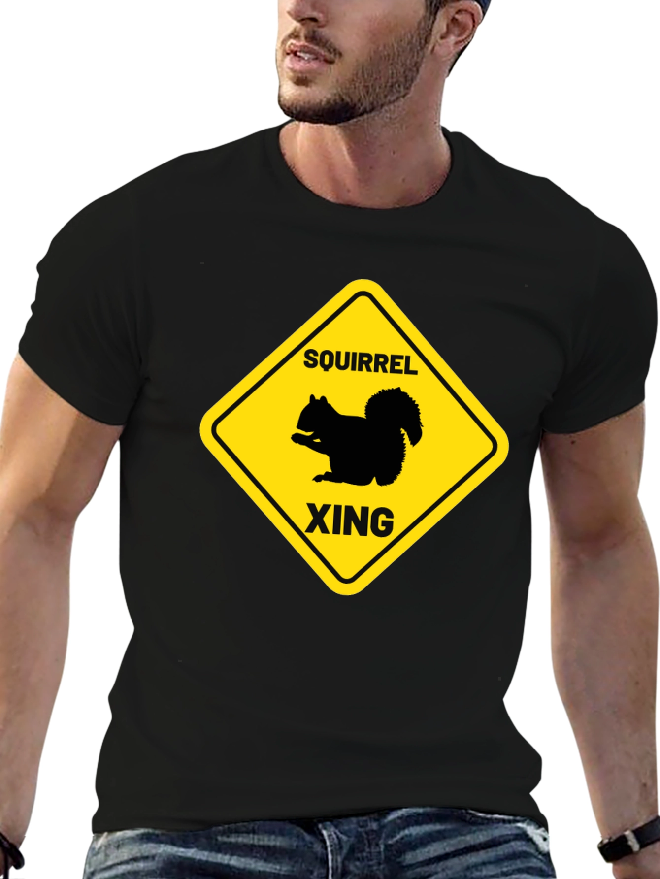 Squirrel Xing Novelty Graphic T-Shirt