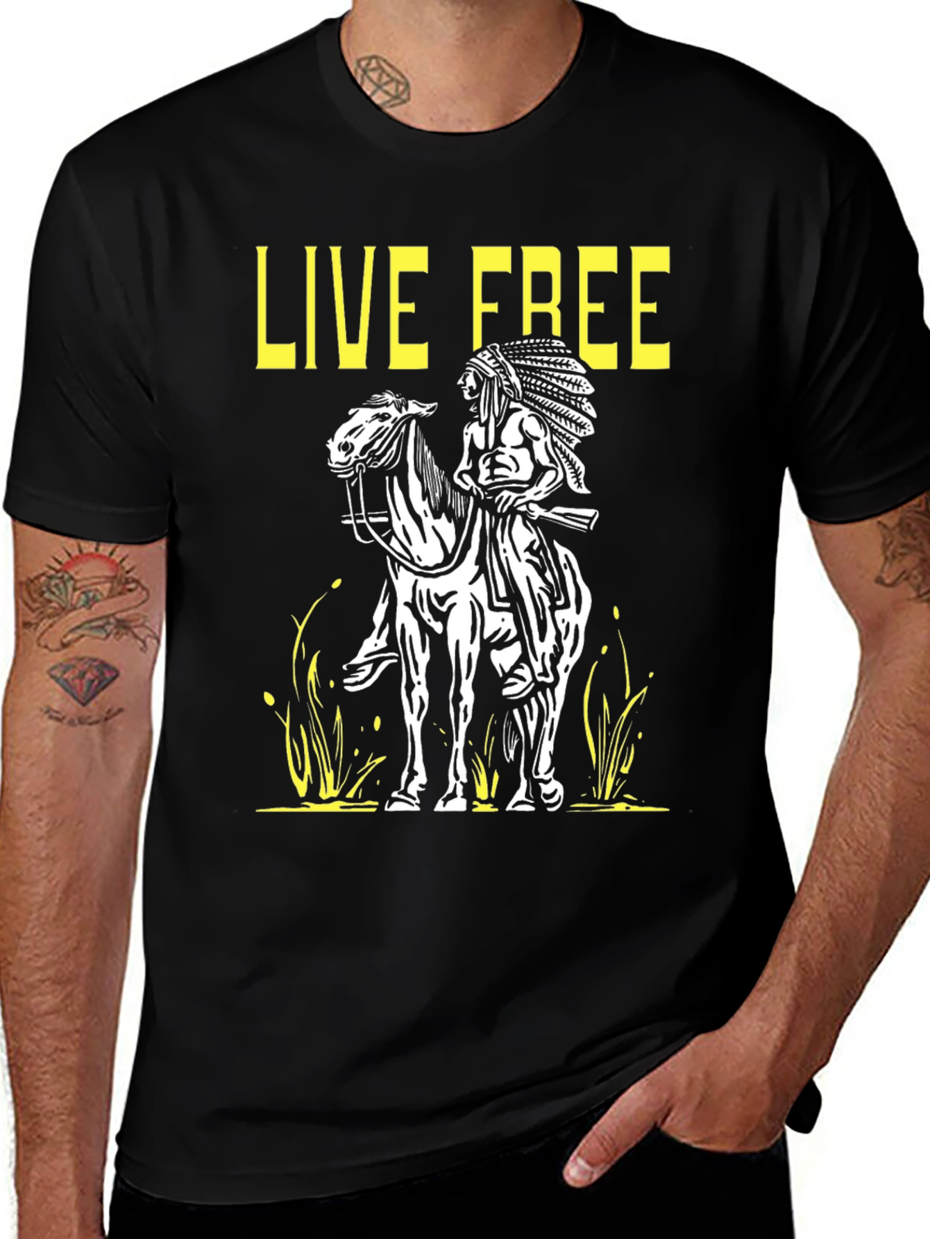 Live Free Graphic Tee - Native American T-Shirt