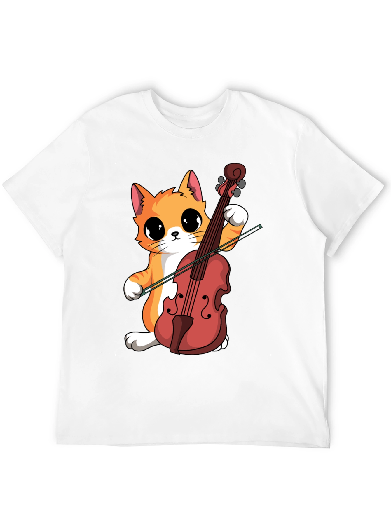 Cat Playing Cello Black T-Shirt