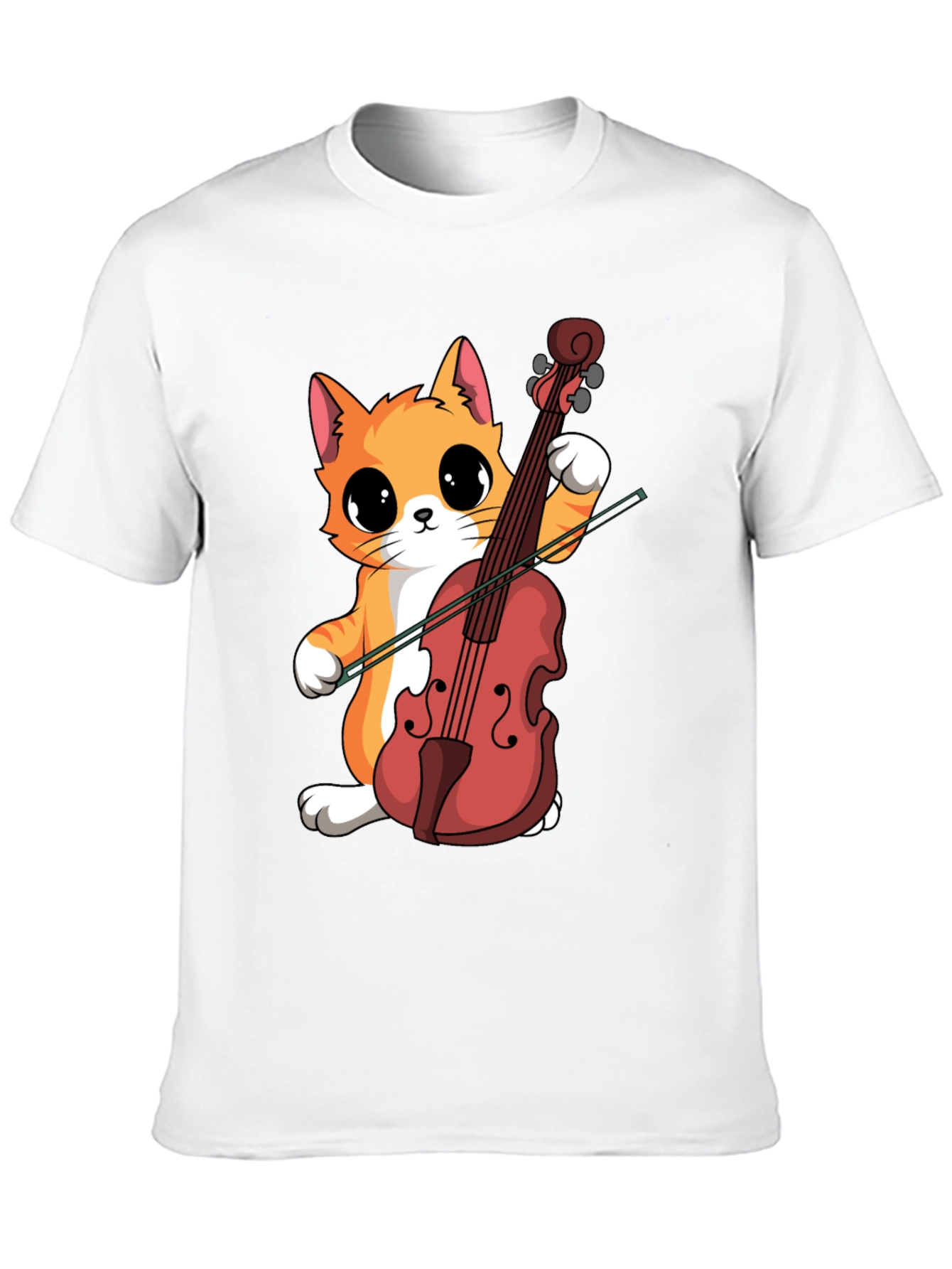 Cat Playing Cello Black T-Shirt