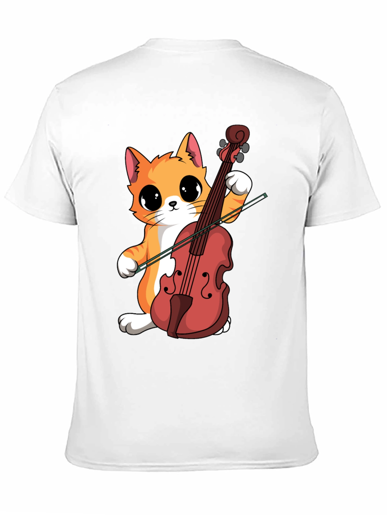 Cat Playing Cello Black T-Shirt