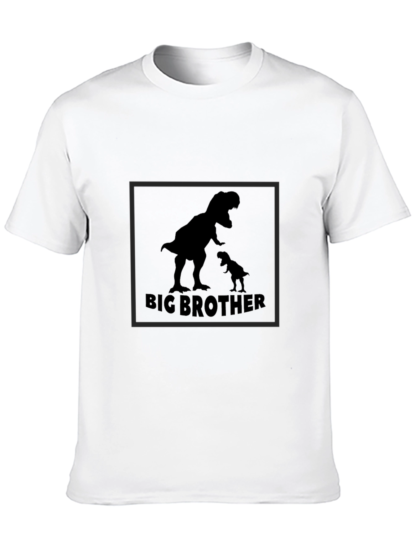 Big Brother Dinosaur Graphic Tee - Black Cotton T-Shirt
