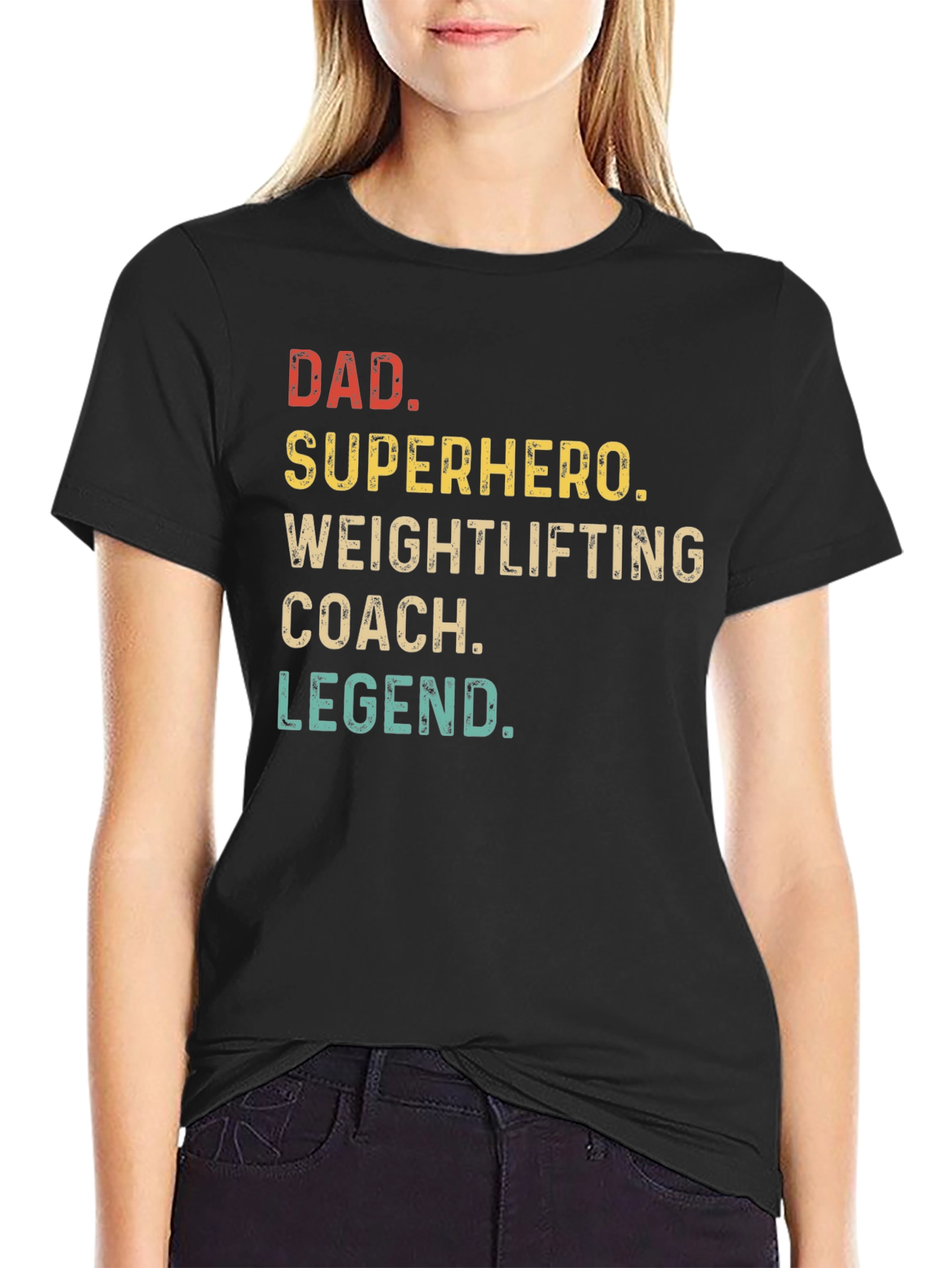 Dad Superhero Weightlifting Coach Legend T-Shirt