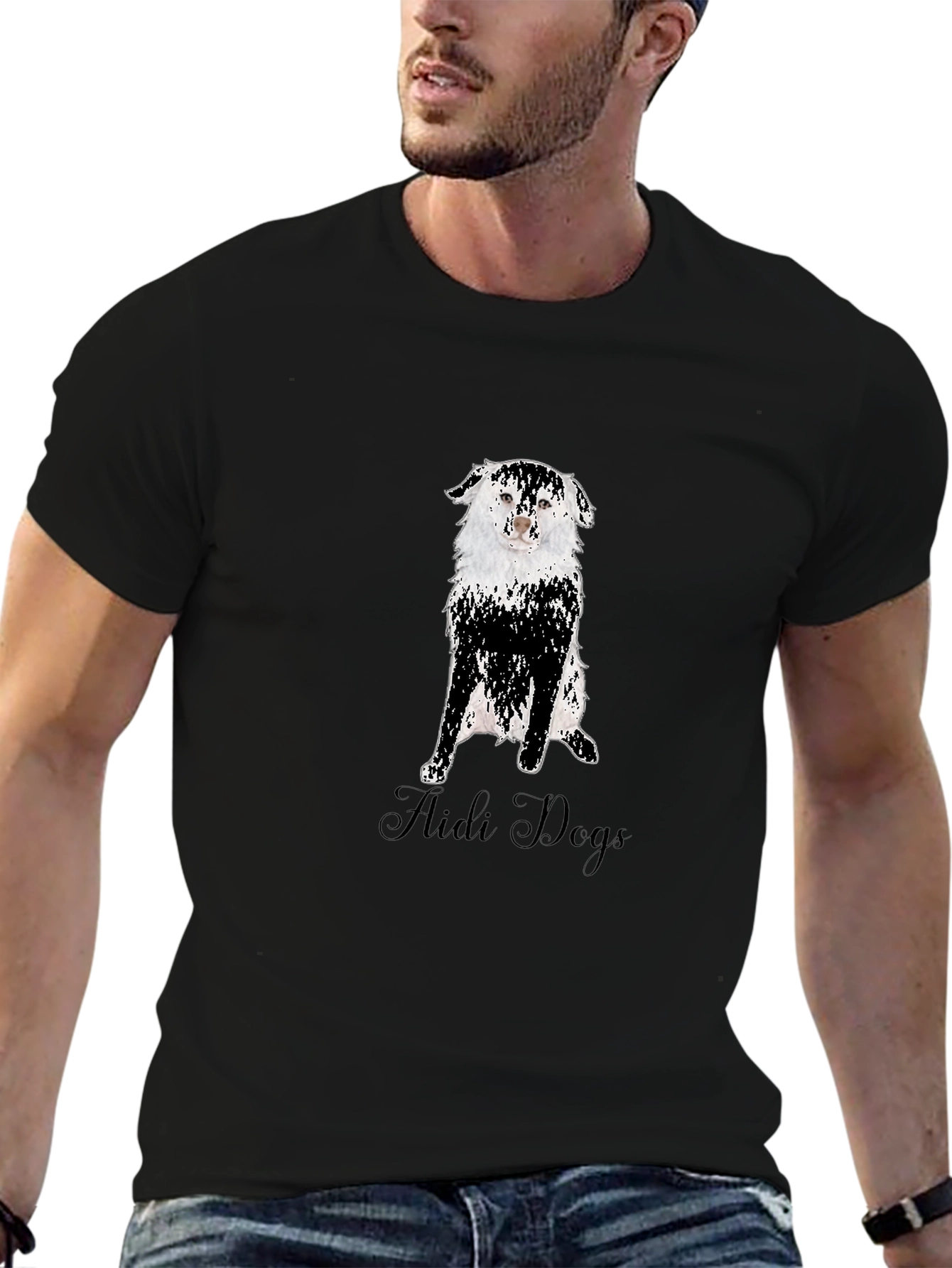 Aidi Dogs Graphic Tee - Black Cotton T-Shirt