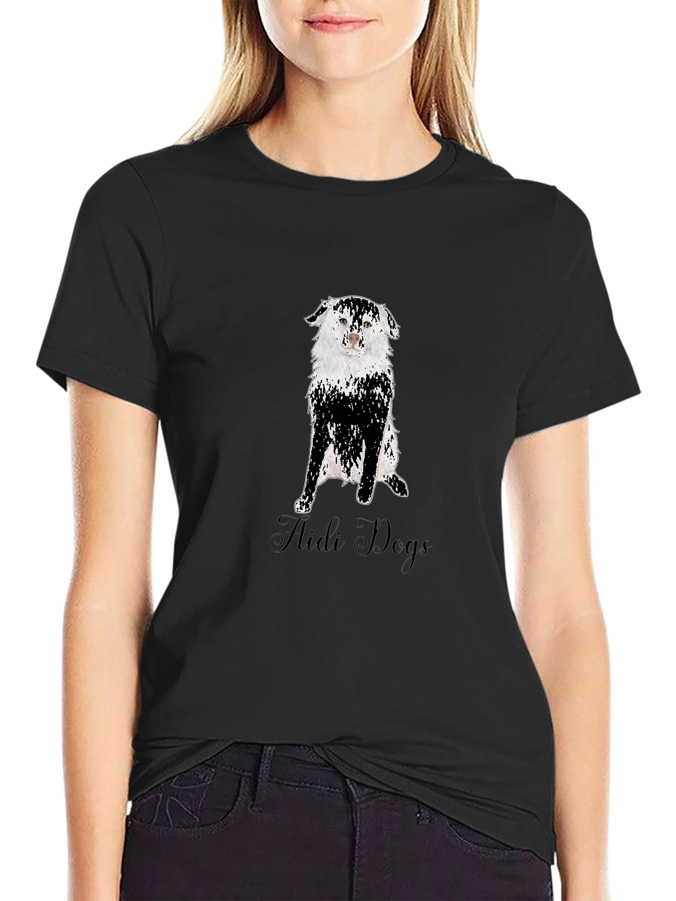 Aidi Dogs Graphic Tee - Black Cotton T-Shirt