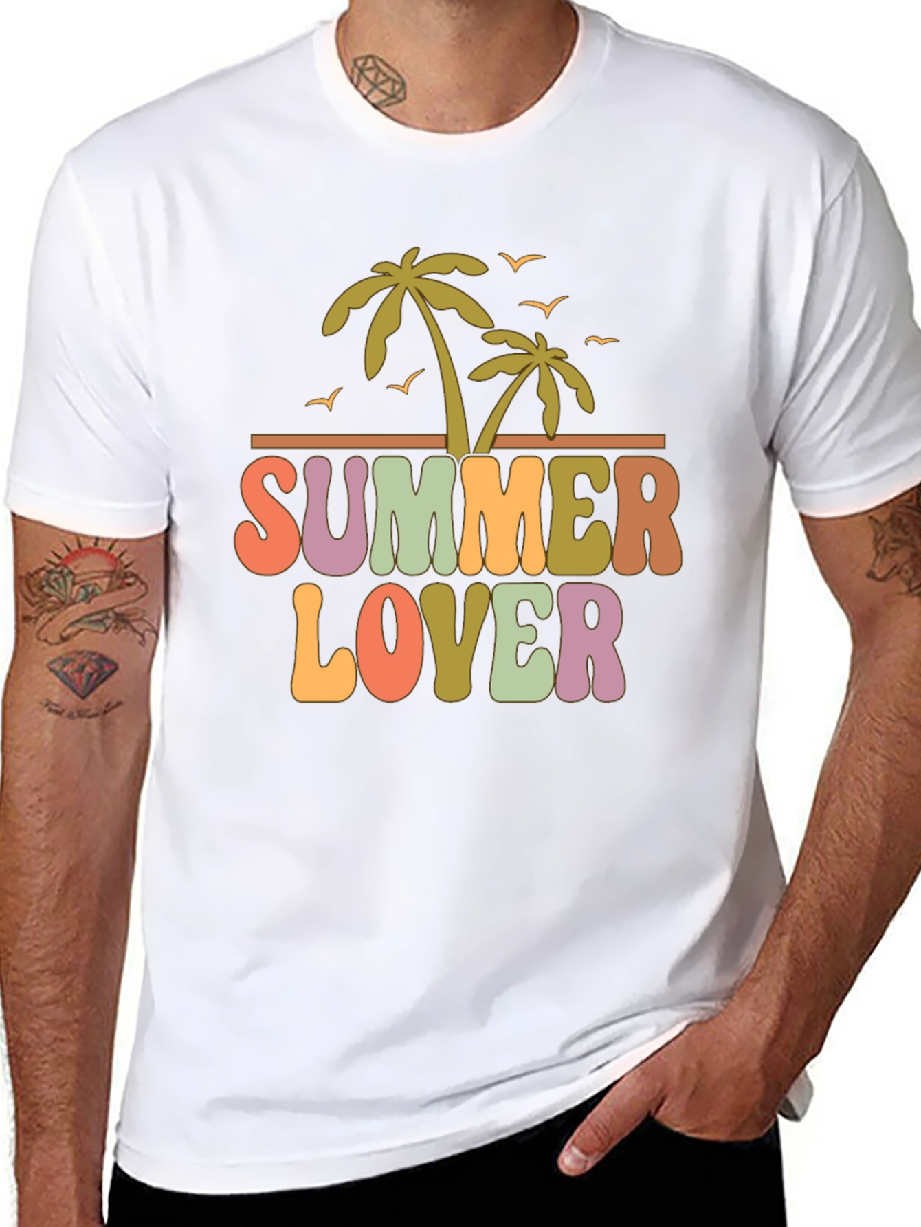 Summer Lover Graphic Tee - Retro Palm Tree Design