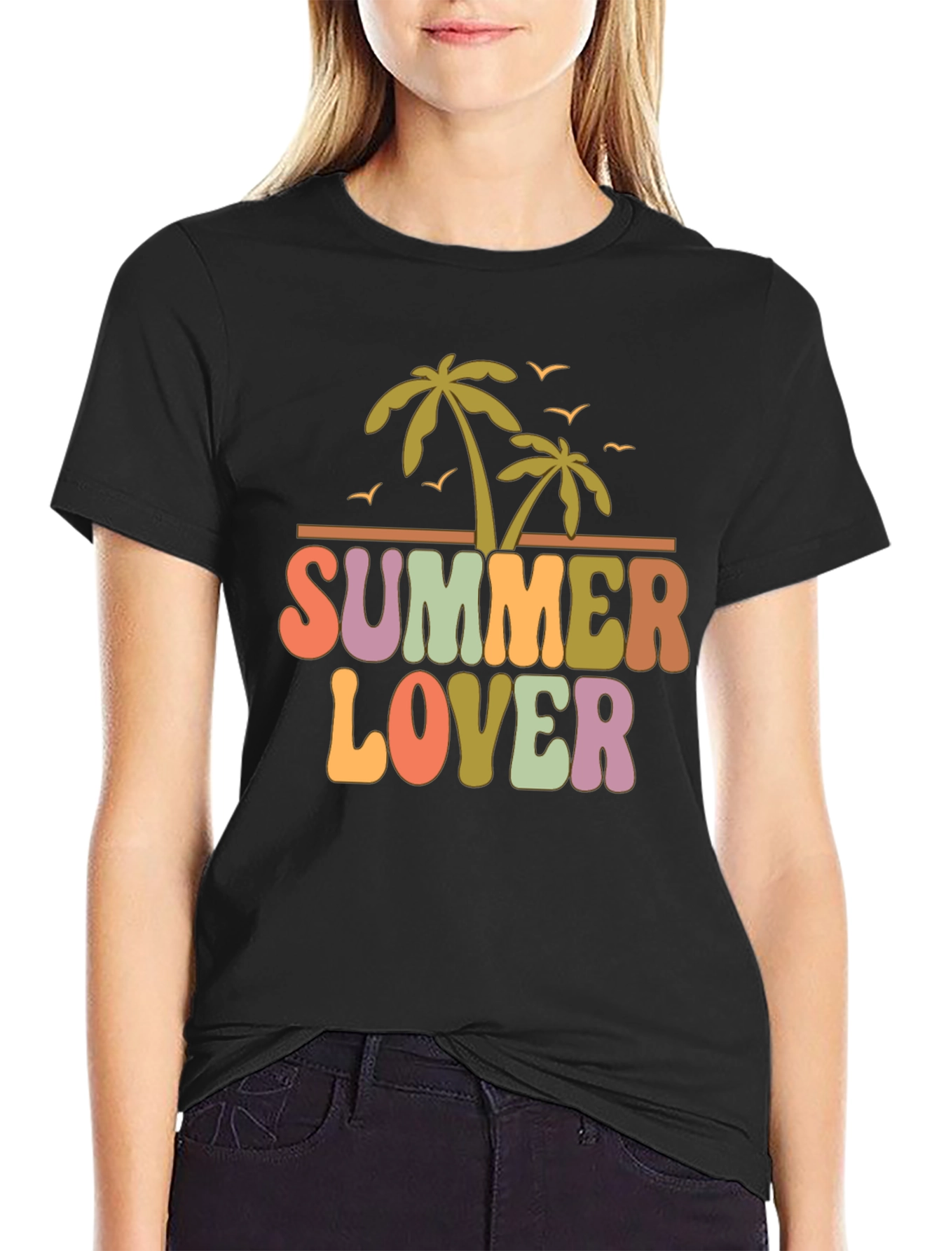 Summer Lover Graphic Tee - Retro Palm Tree Design