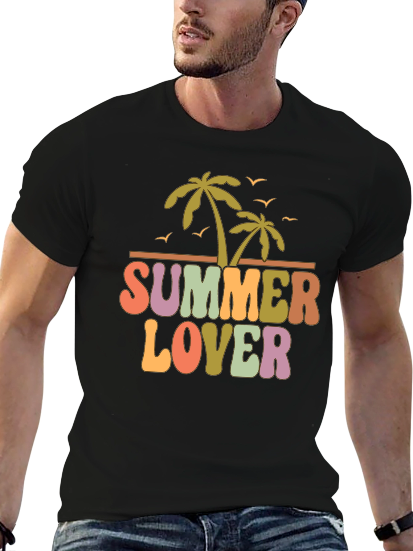 Summer Lover Graphic Tee - Retro Palm Tree Design