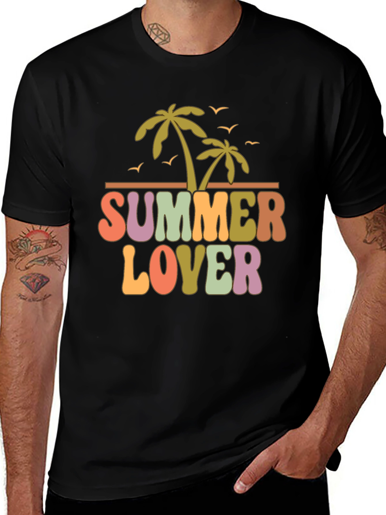 Summer Lover Graphic Tee - Retro Palm Tree Design