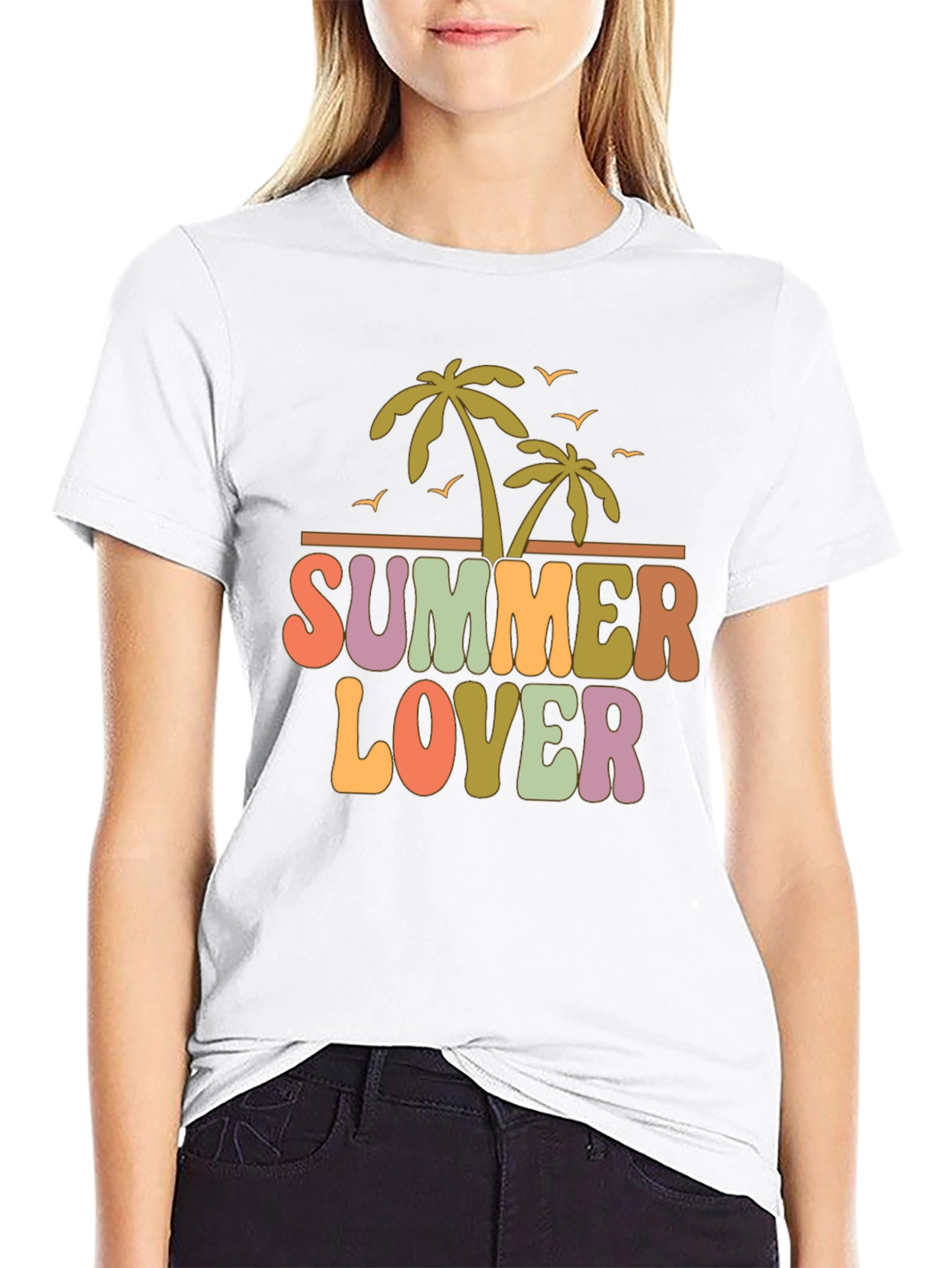 Summer Lover Graphic Tee - Retro Palm Tree Design