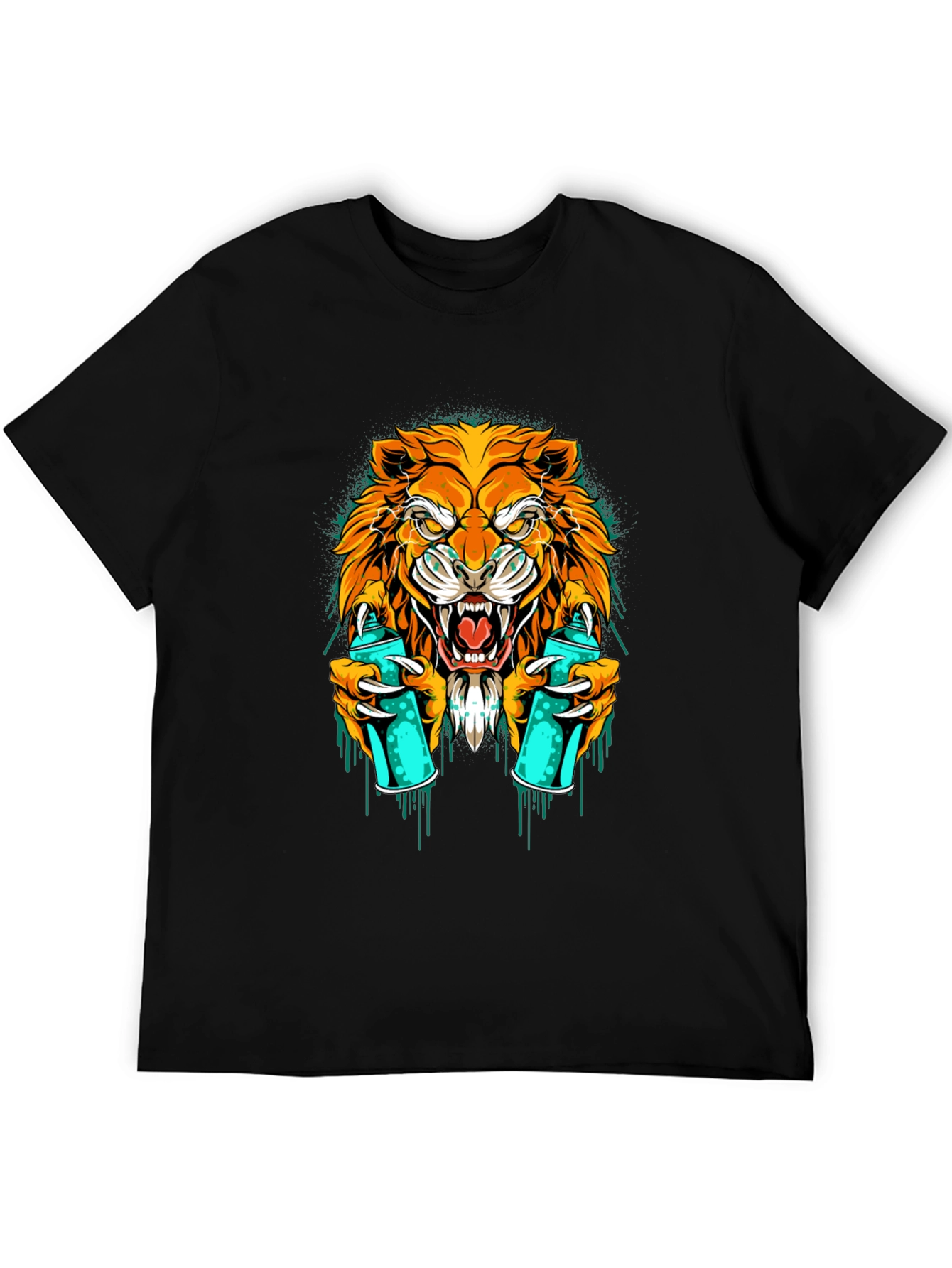 Lion Graffiti Art Graphic T-Shirt