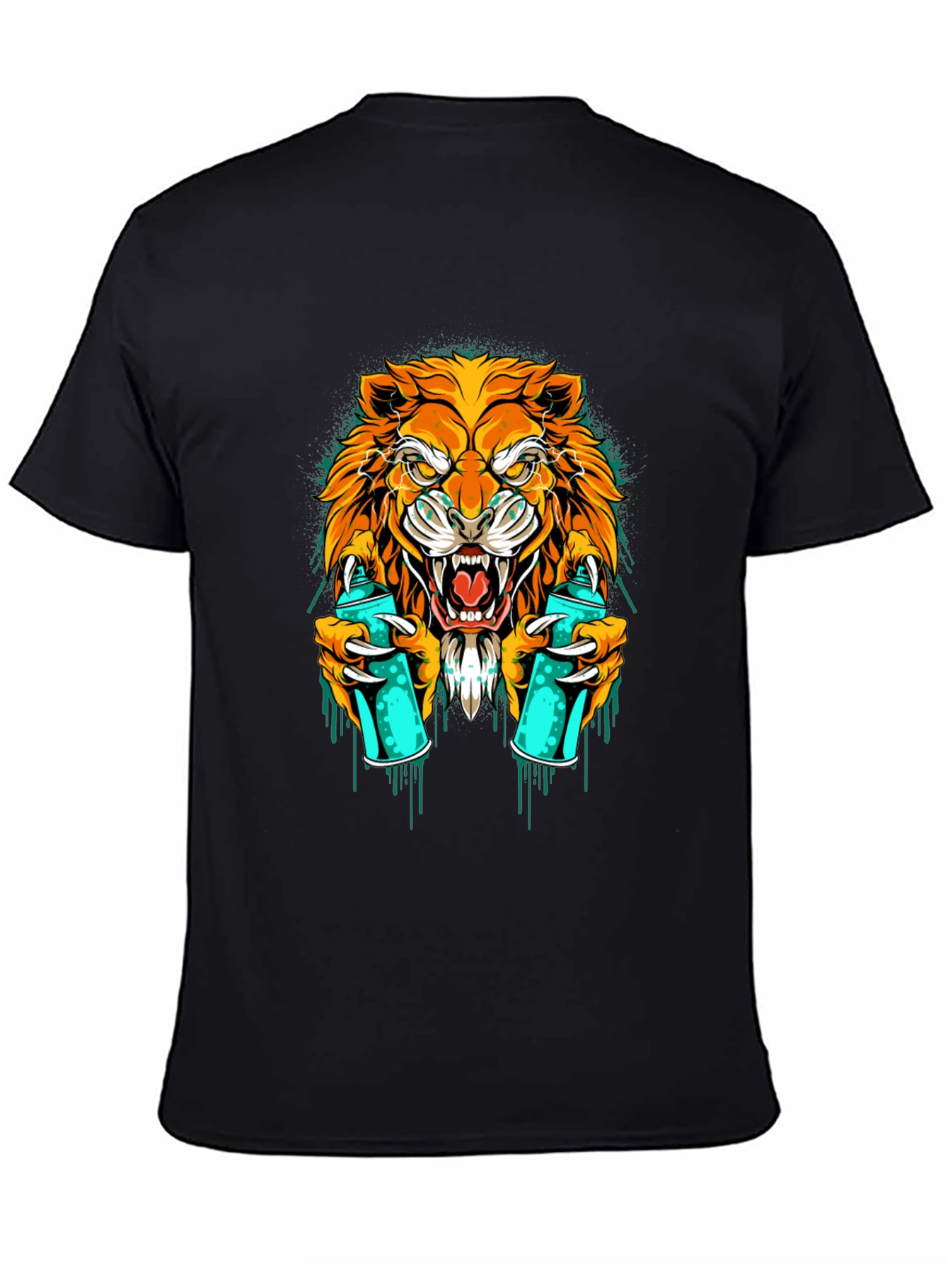 Lion Graffiti Art Graphic T-Shirt