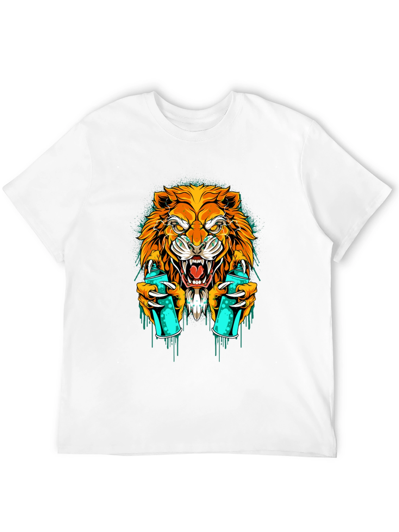 Lion Graffiti Art Graphic T-Shirt