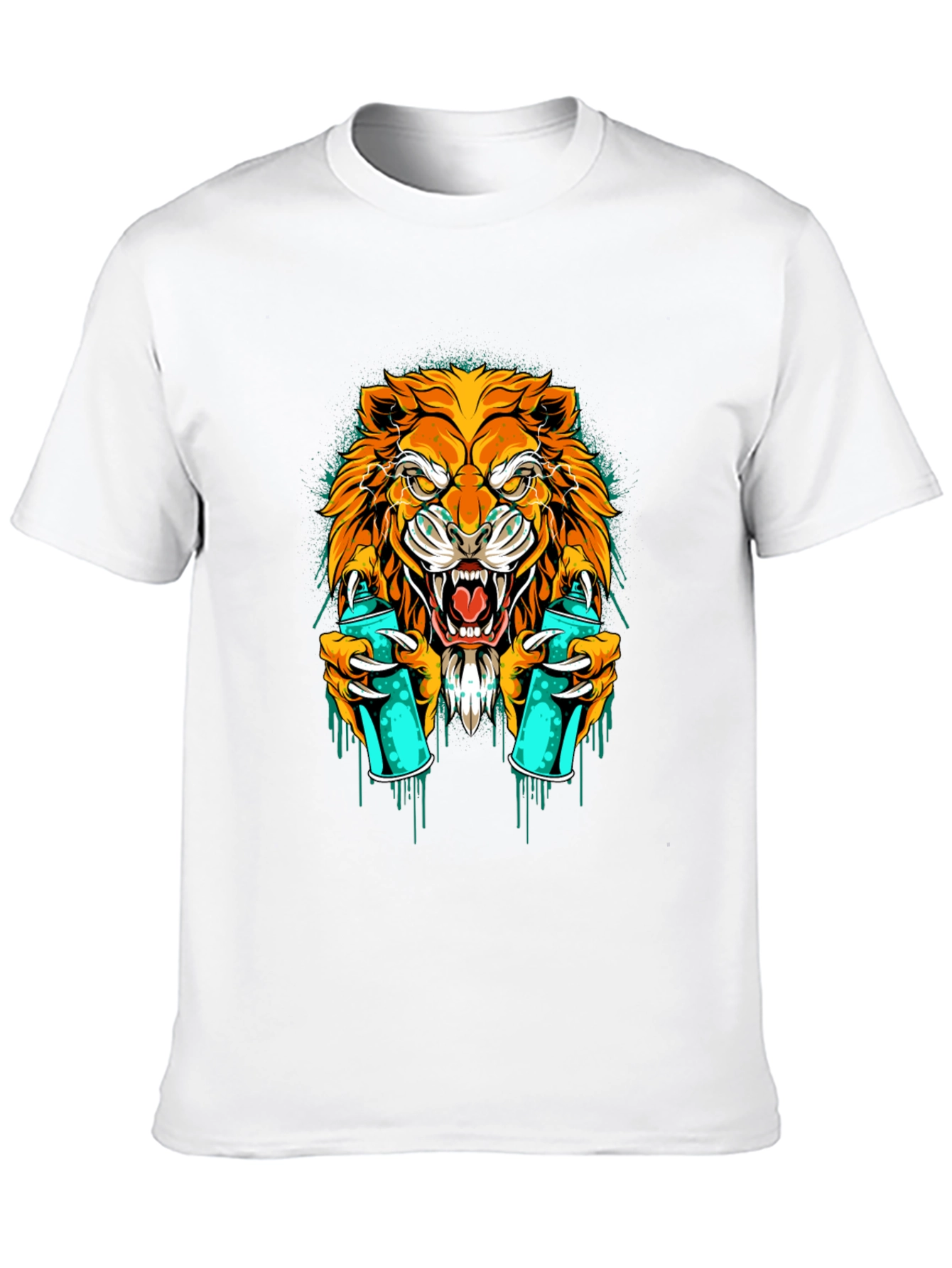 Lion Graffiti Art Graphic T-Shirt