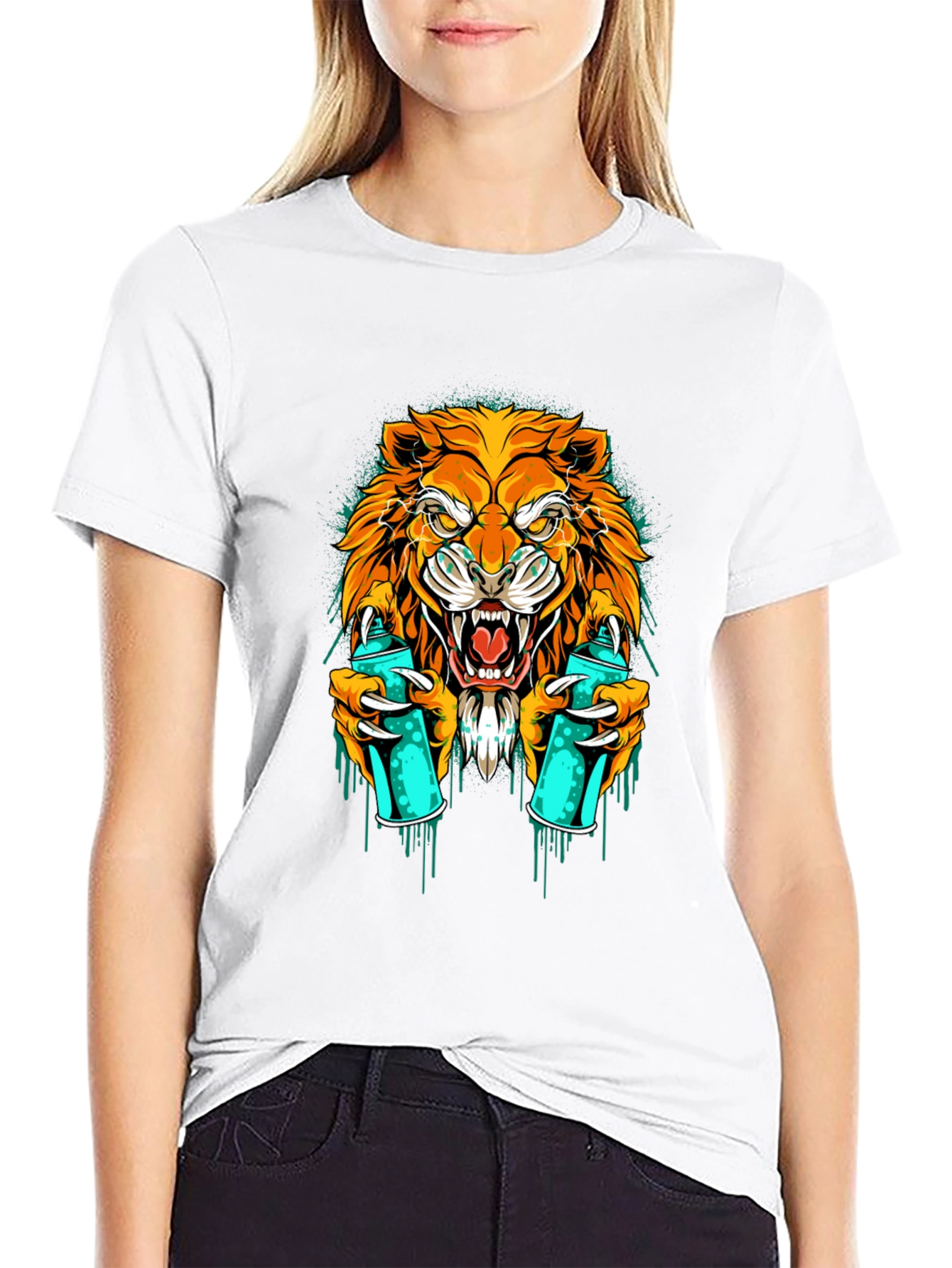 Lion Graffiti Art Graphic T-Shirt