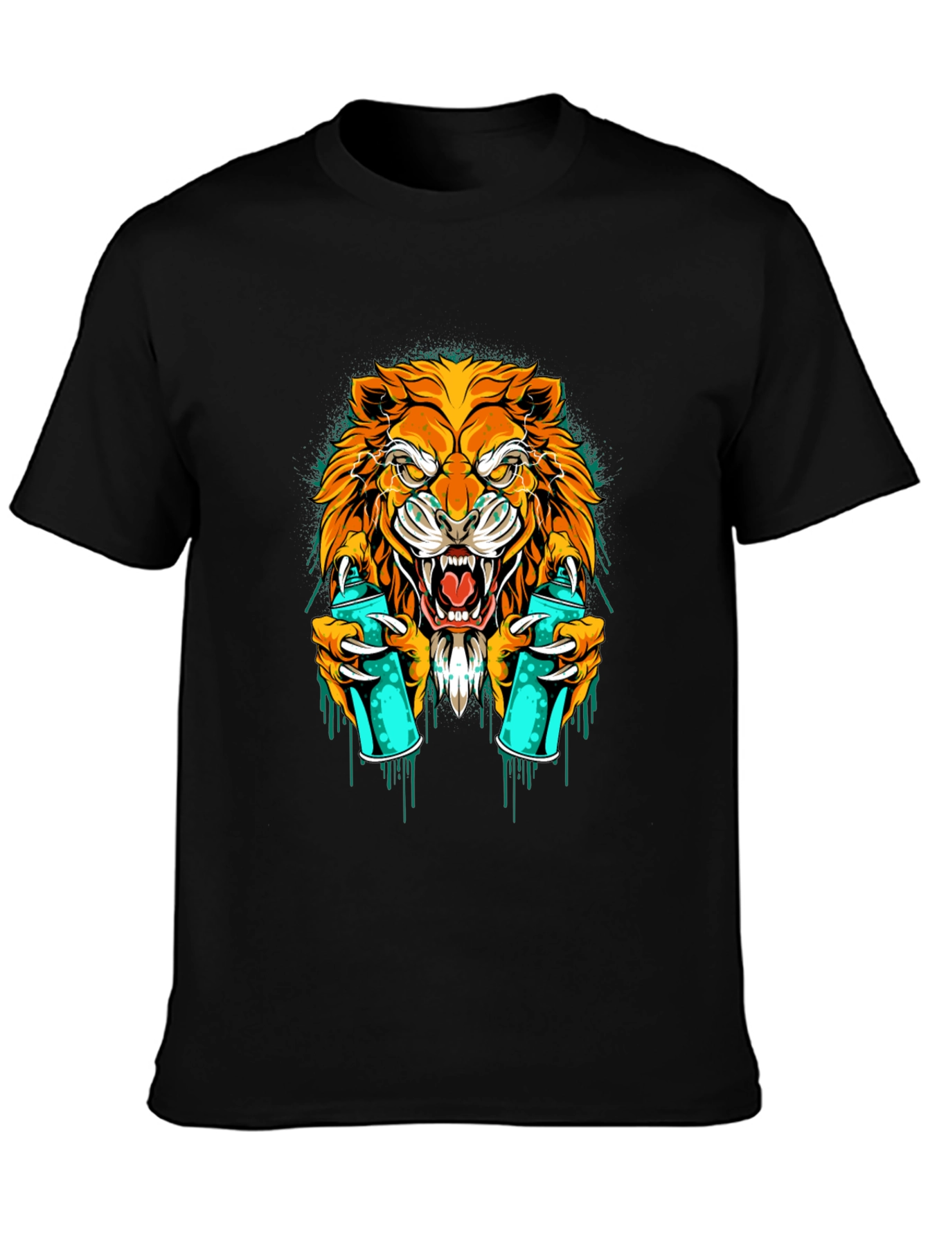 Lion Graffiti Art Graphic T-Shirt