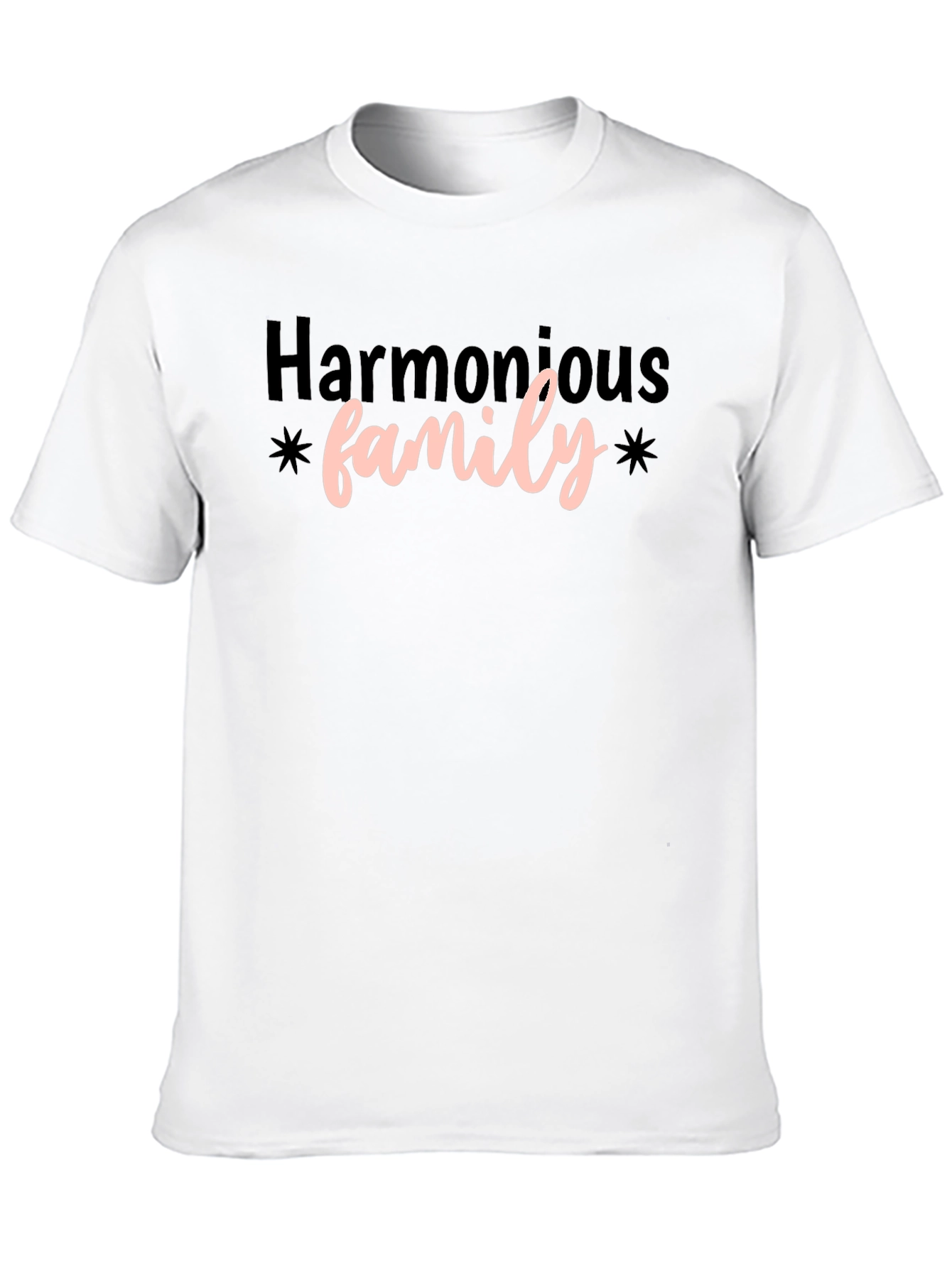 Harmonious Family Graphic Tee - Black Crew Neck T-Shirt