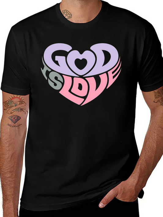 God is Love Heart Graphic Tee - Black