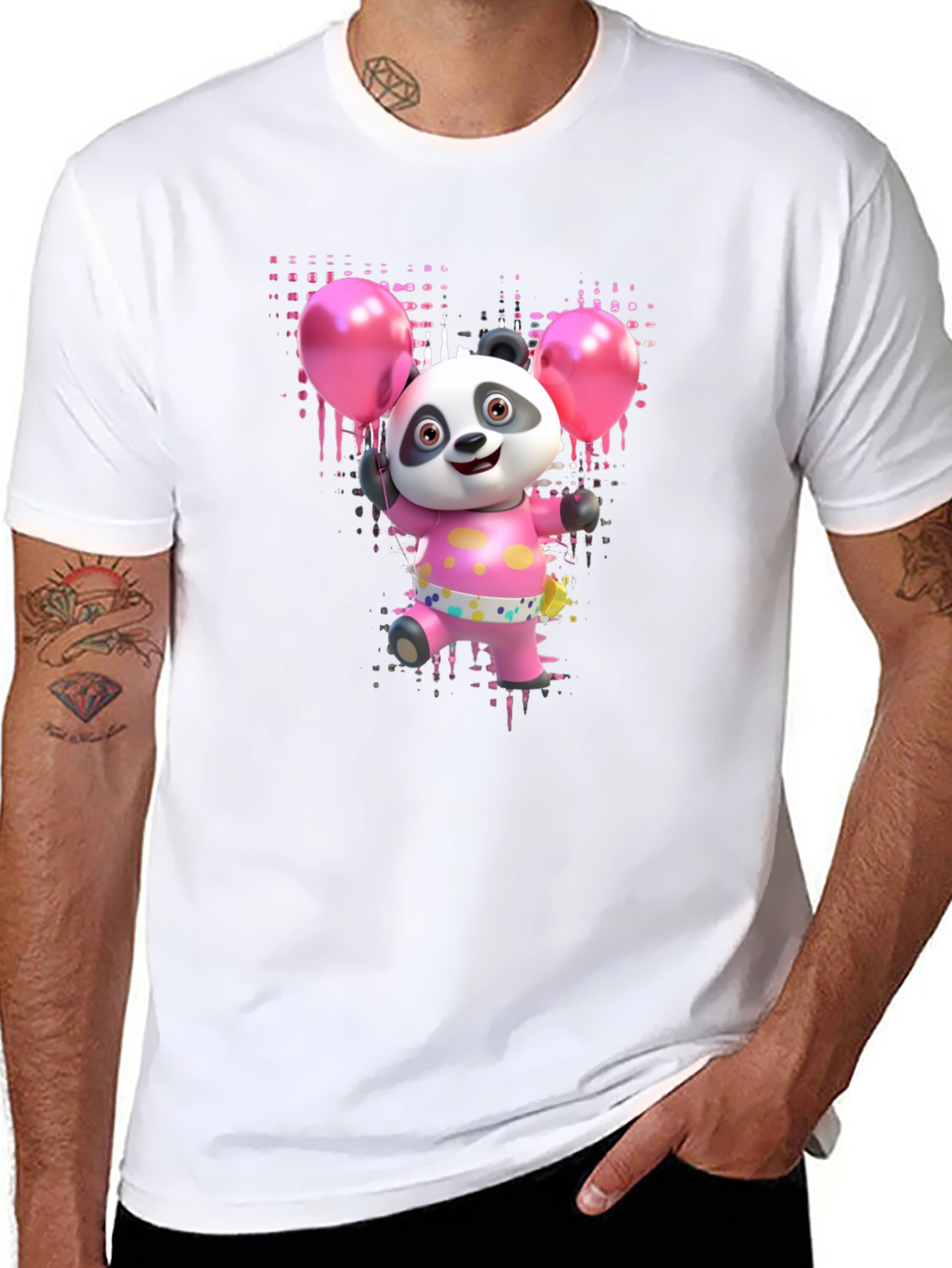 Panda Bear with Balloons Graphic Tee