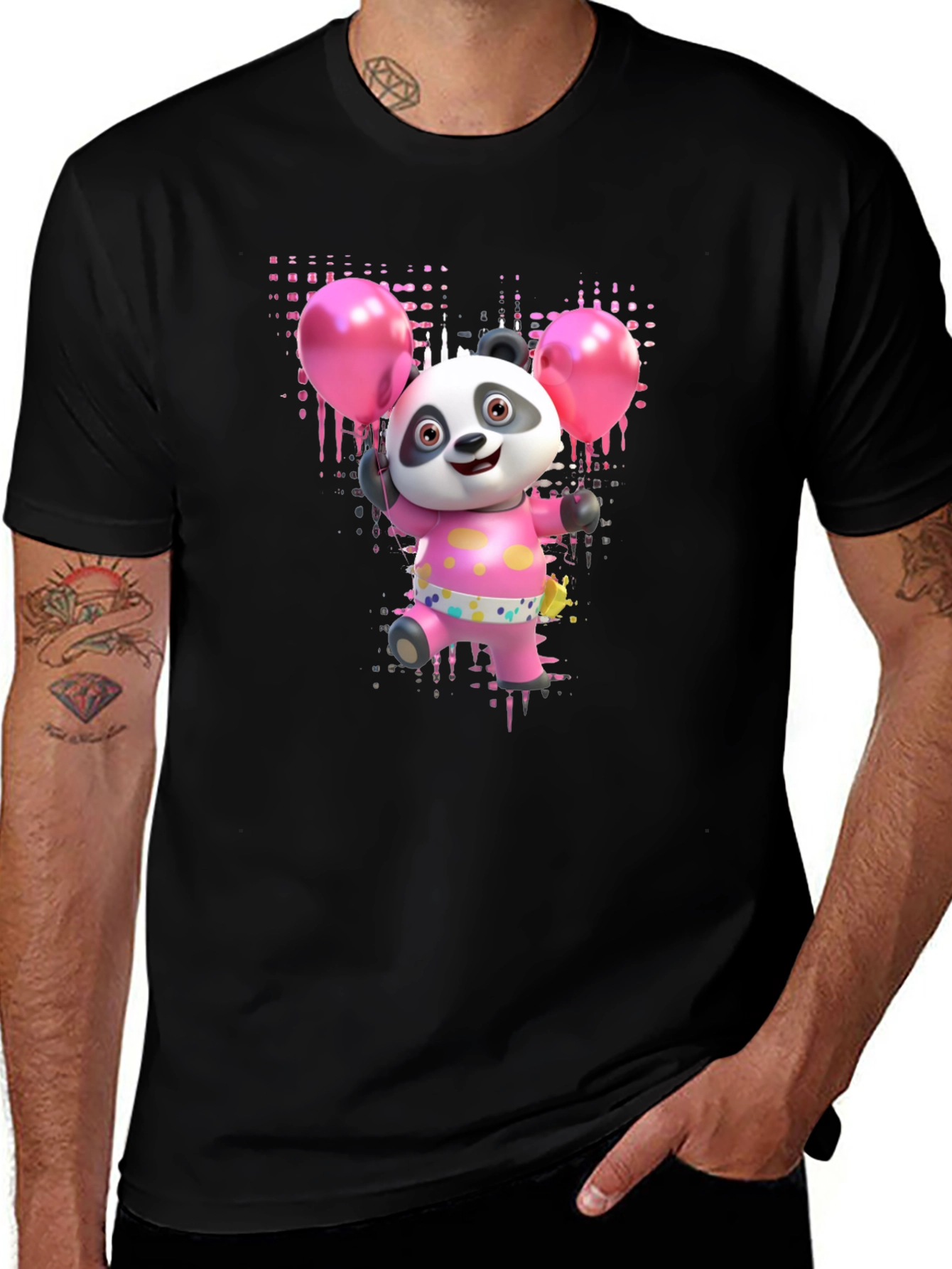 Panda Bear with Balloons Graphic Tee
