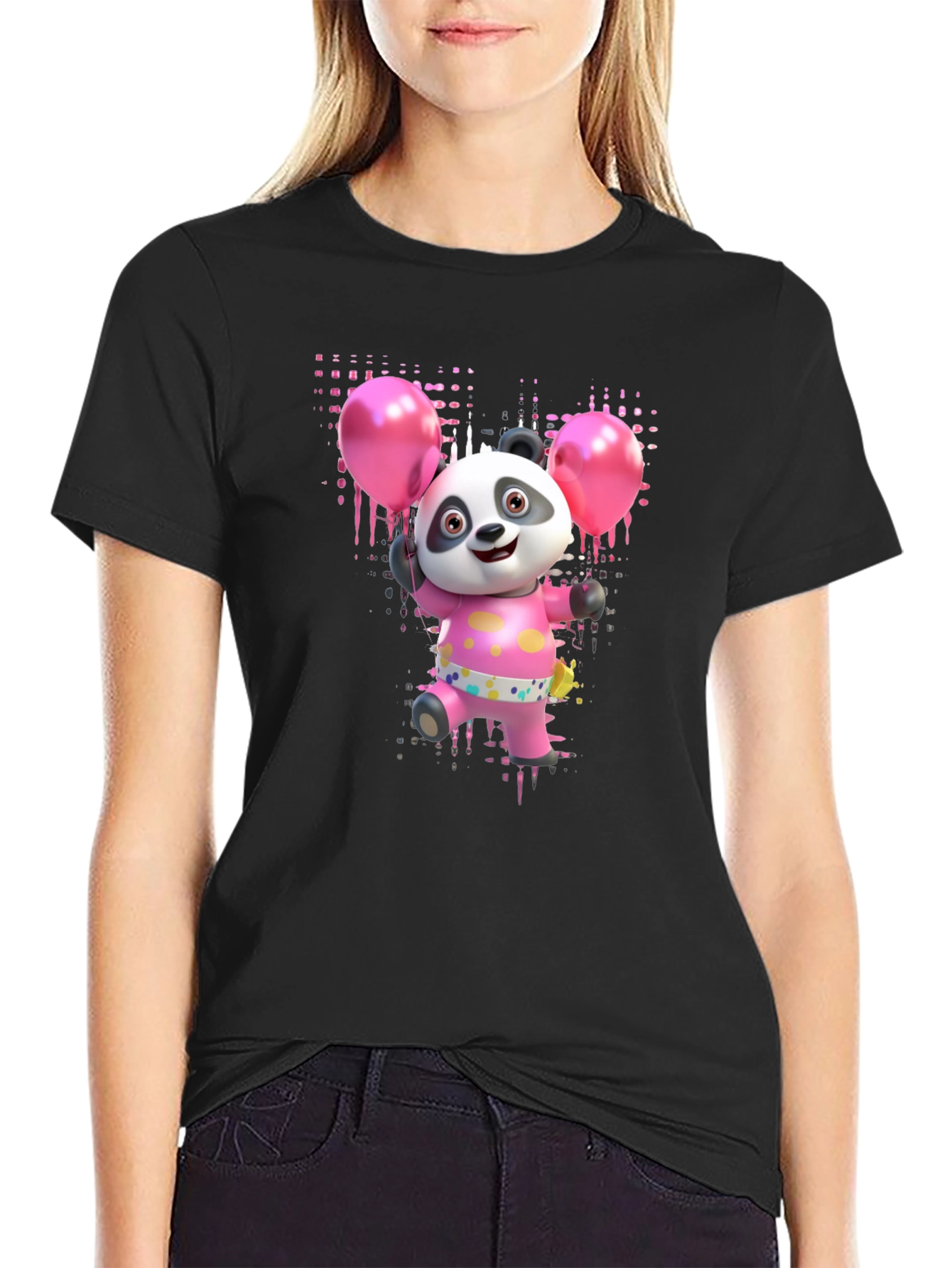 Panda Bear with Balloons Graphic Tee