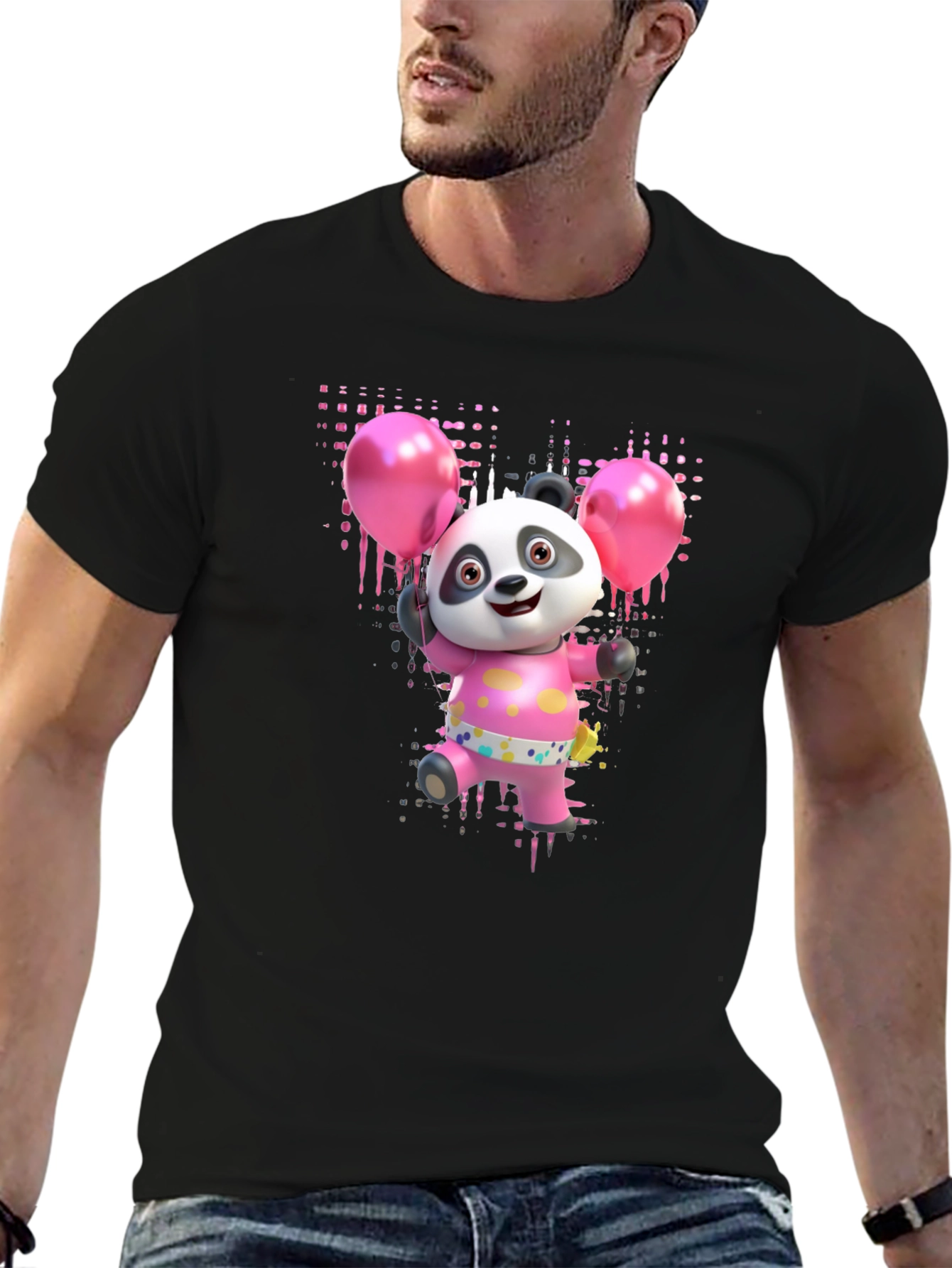 Panda Bear with Balloons Graphic Tee