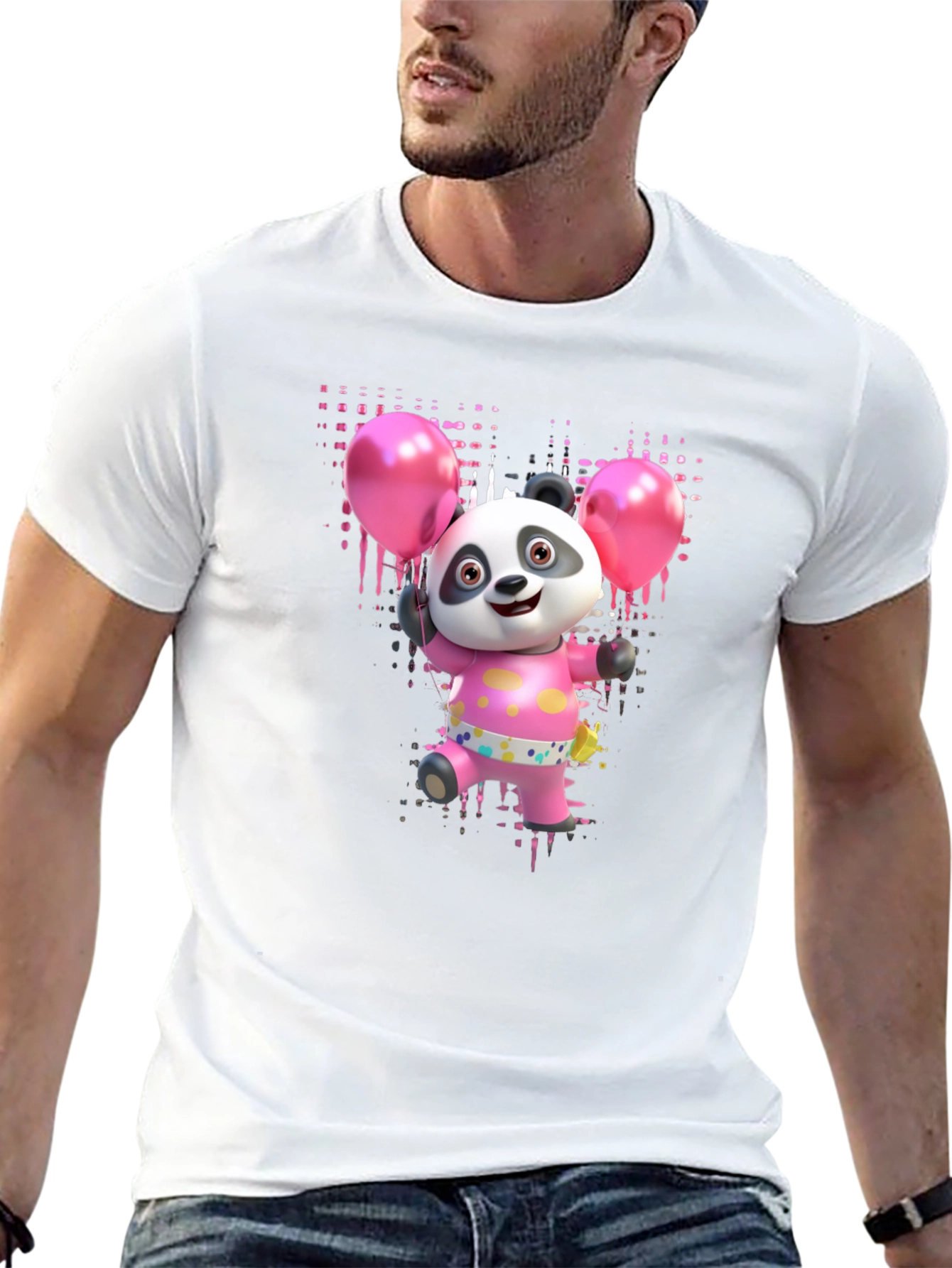 Panda Bear with Balloons Graphic Tee