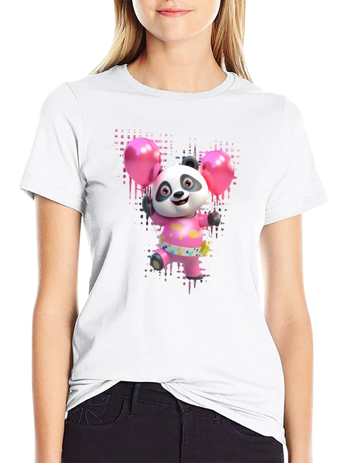 Panda Bear with Balloons Graphic Tee