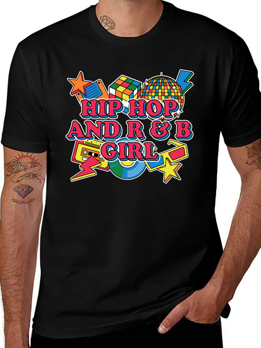 Hip Hop R&B Girl Graphic Black T-Shirt