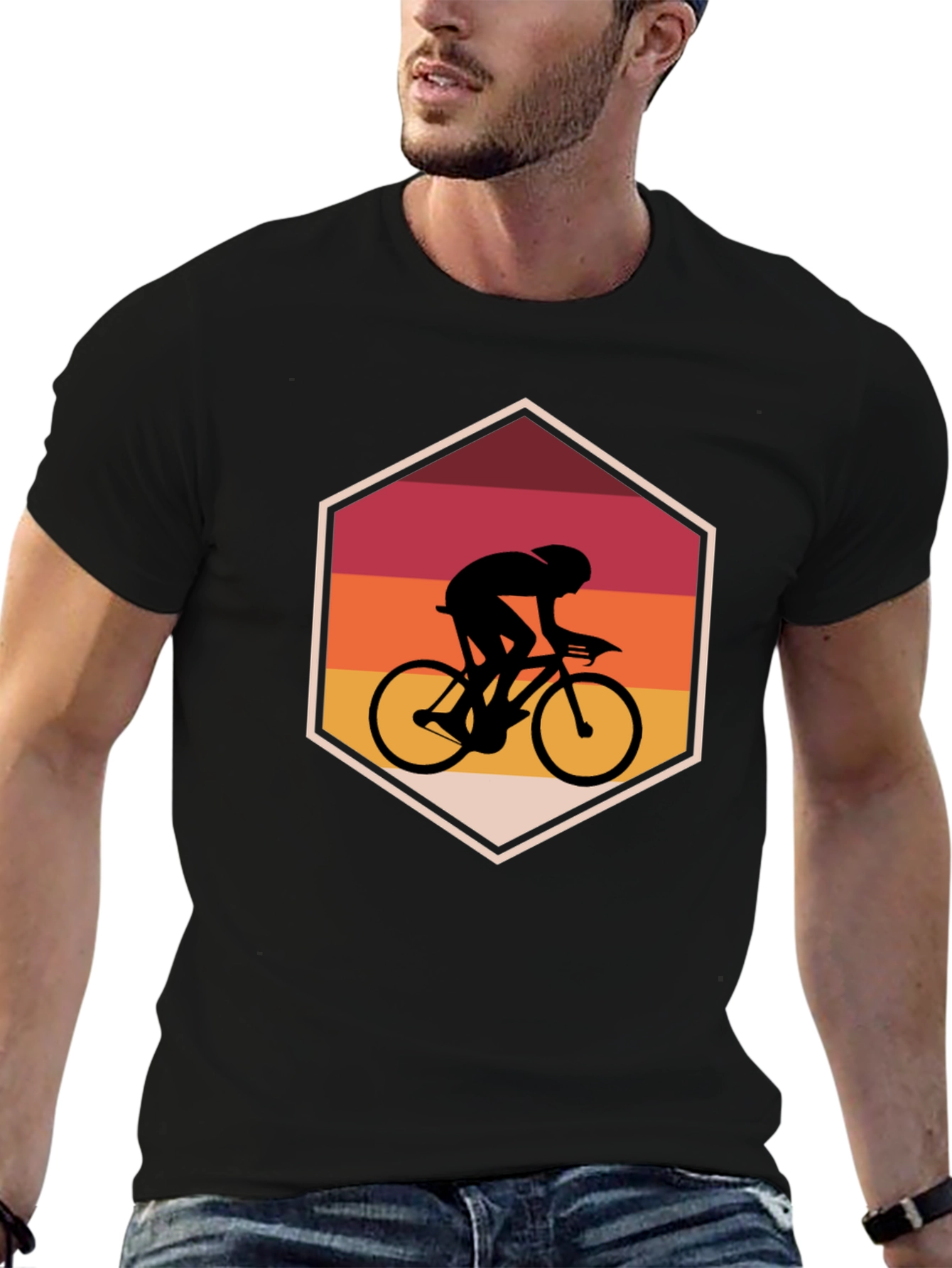 Cyclist Retro Black T-Shirt