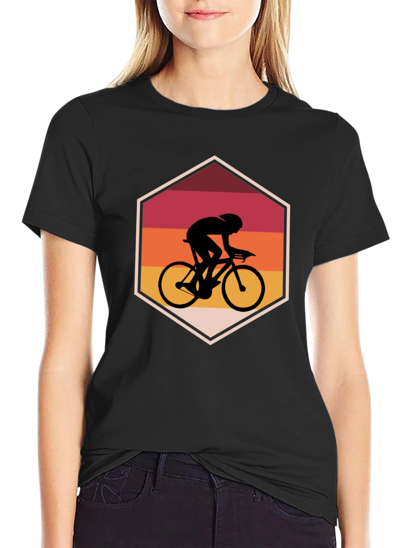 Cyclist Retro Black T-Shirt