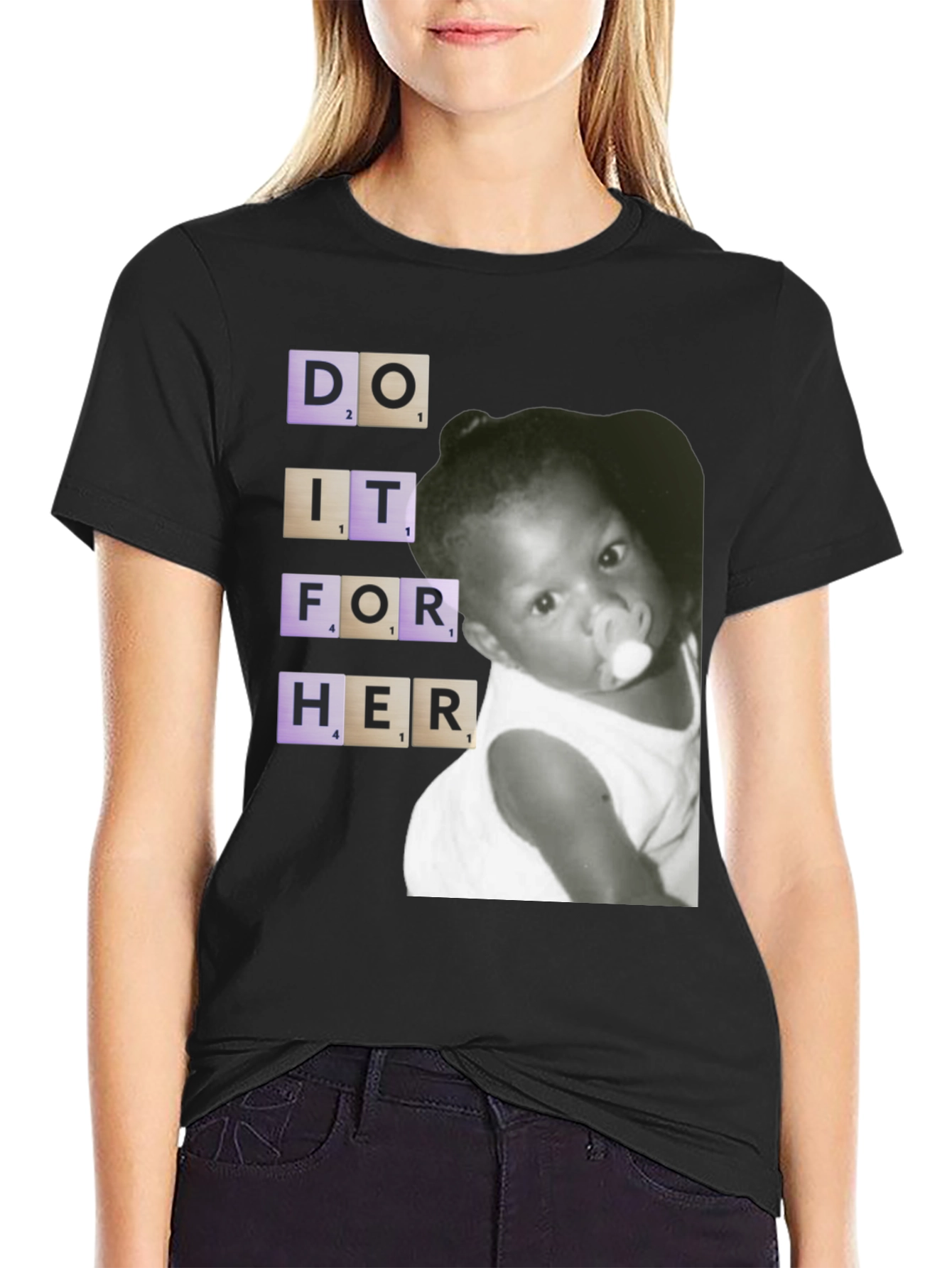 Do It For Her Baby T-Shirt - Black