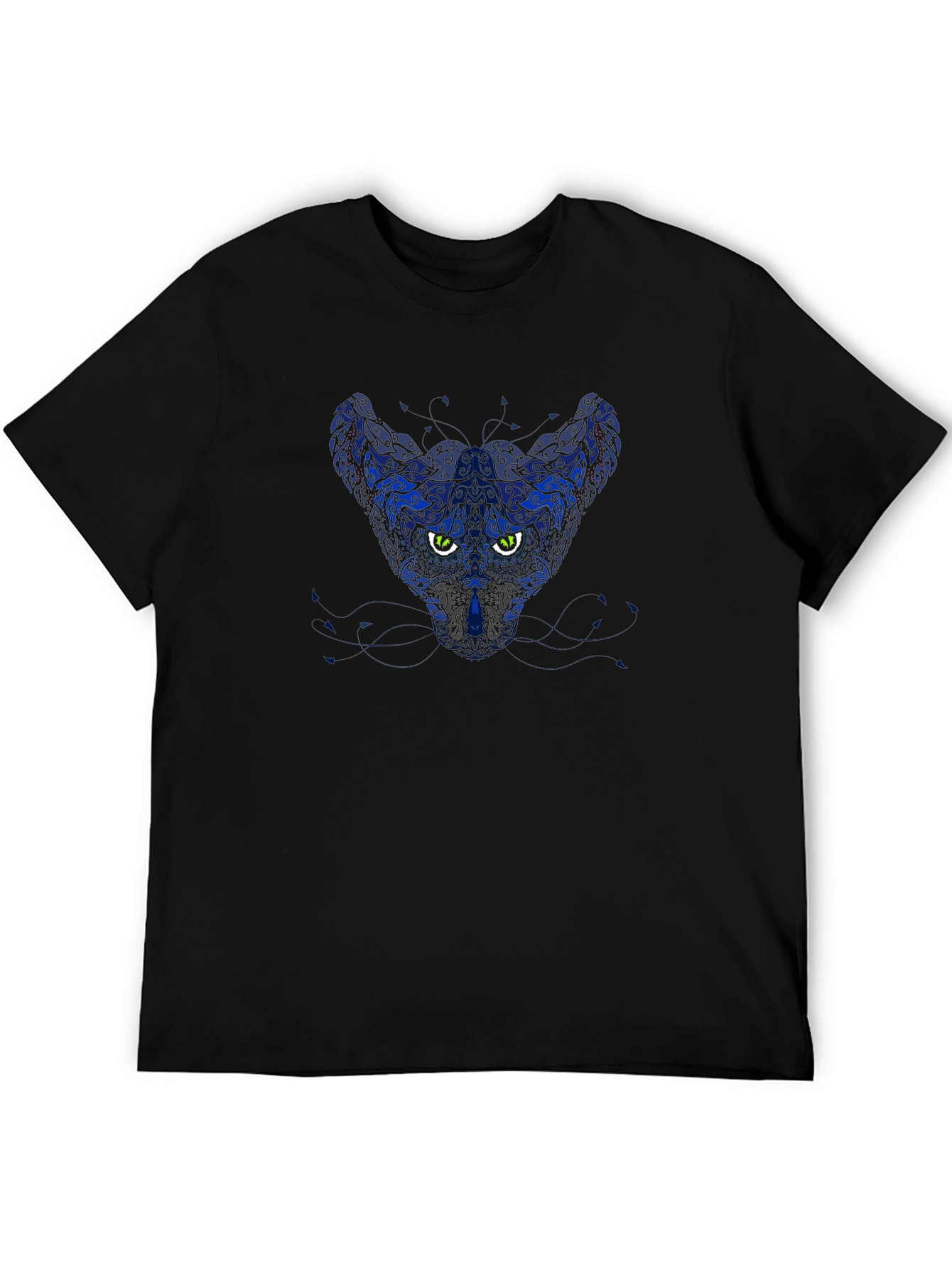 Abstract Cat Graphic Tee - Black