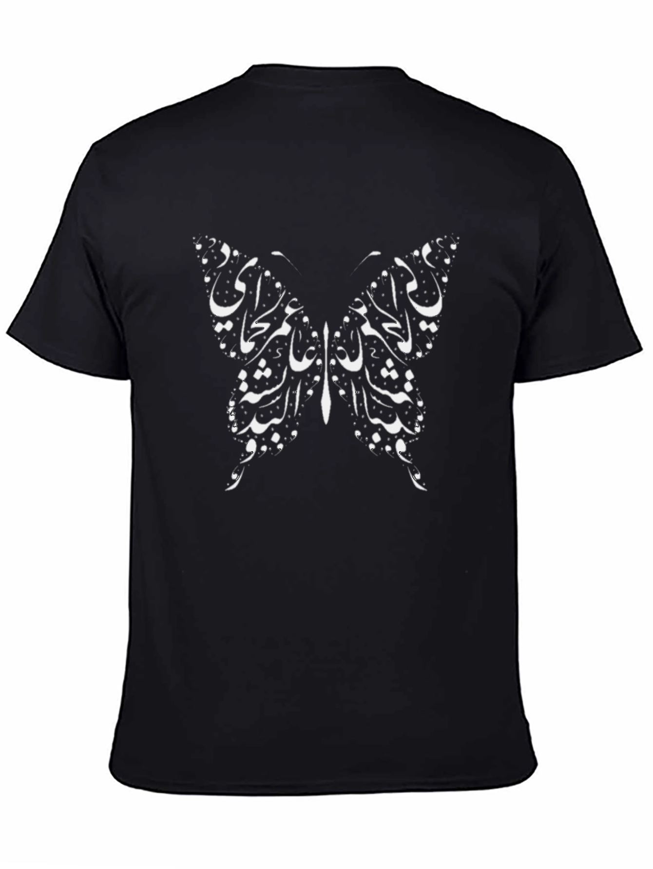 Butterfly Calligraphy Mens Black T-Shirt