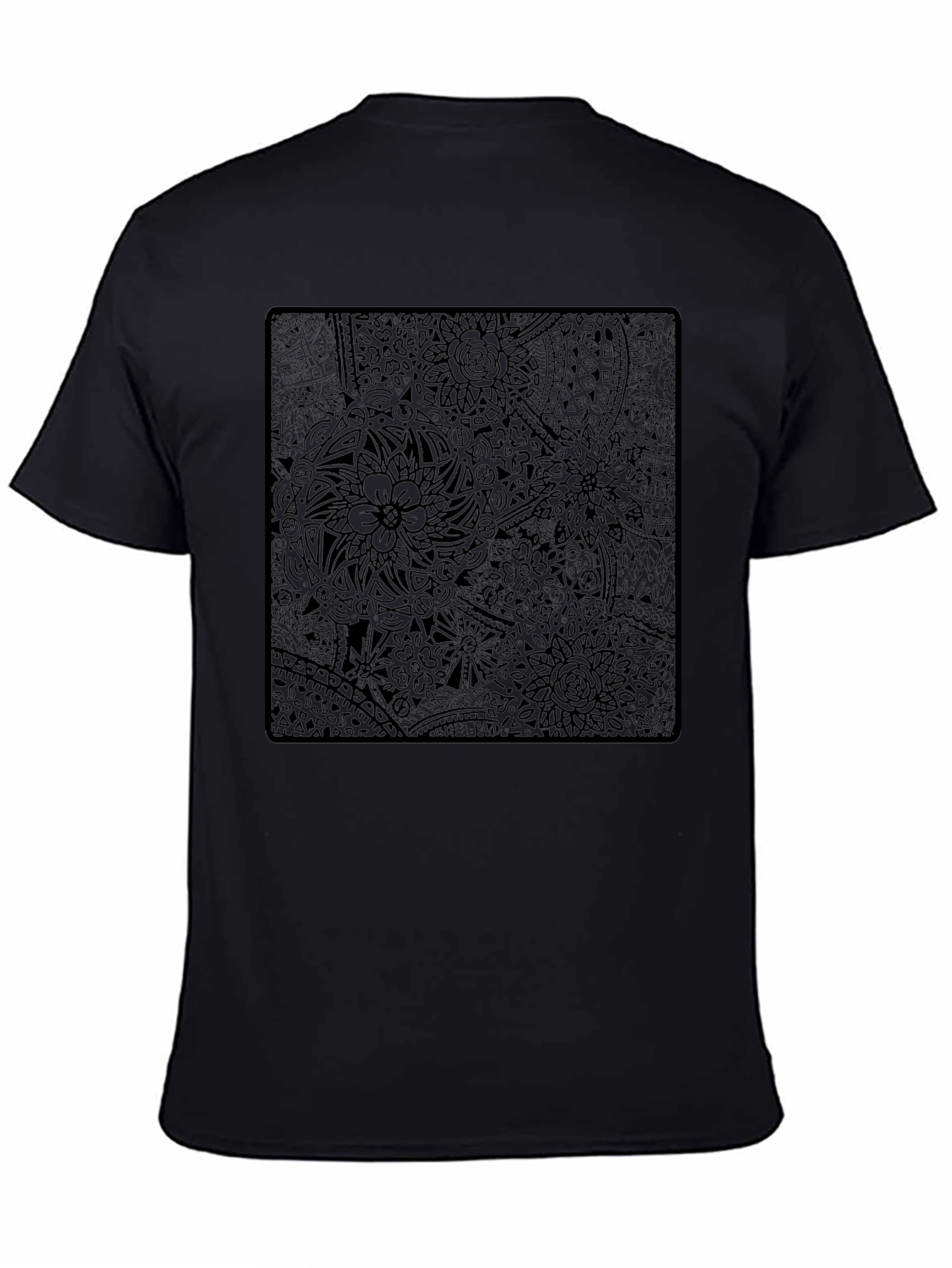 Abstract Floral Print Black T-Shirt