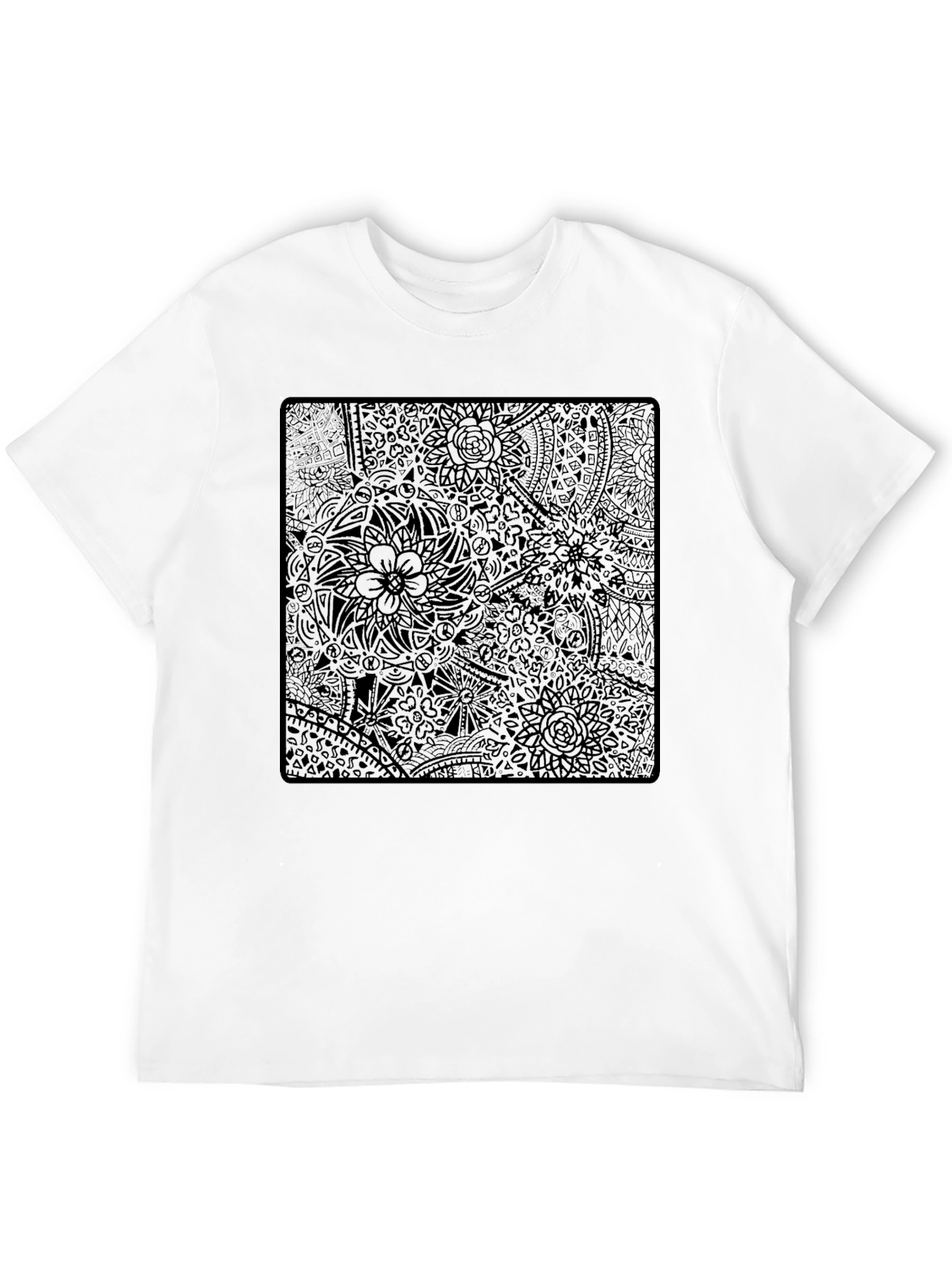 Abstract Floral Print Black T-Shirt