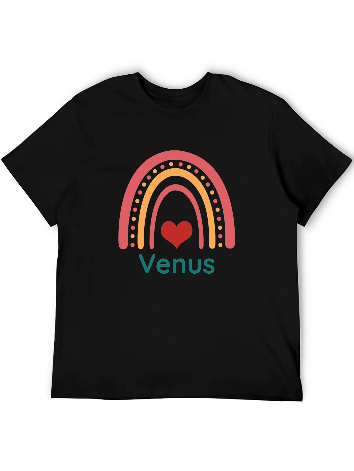 Venus Rainbow Heart Black T-Shirt