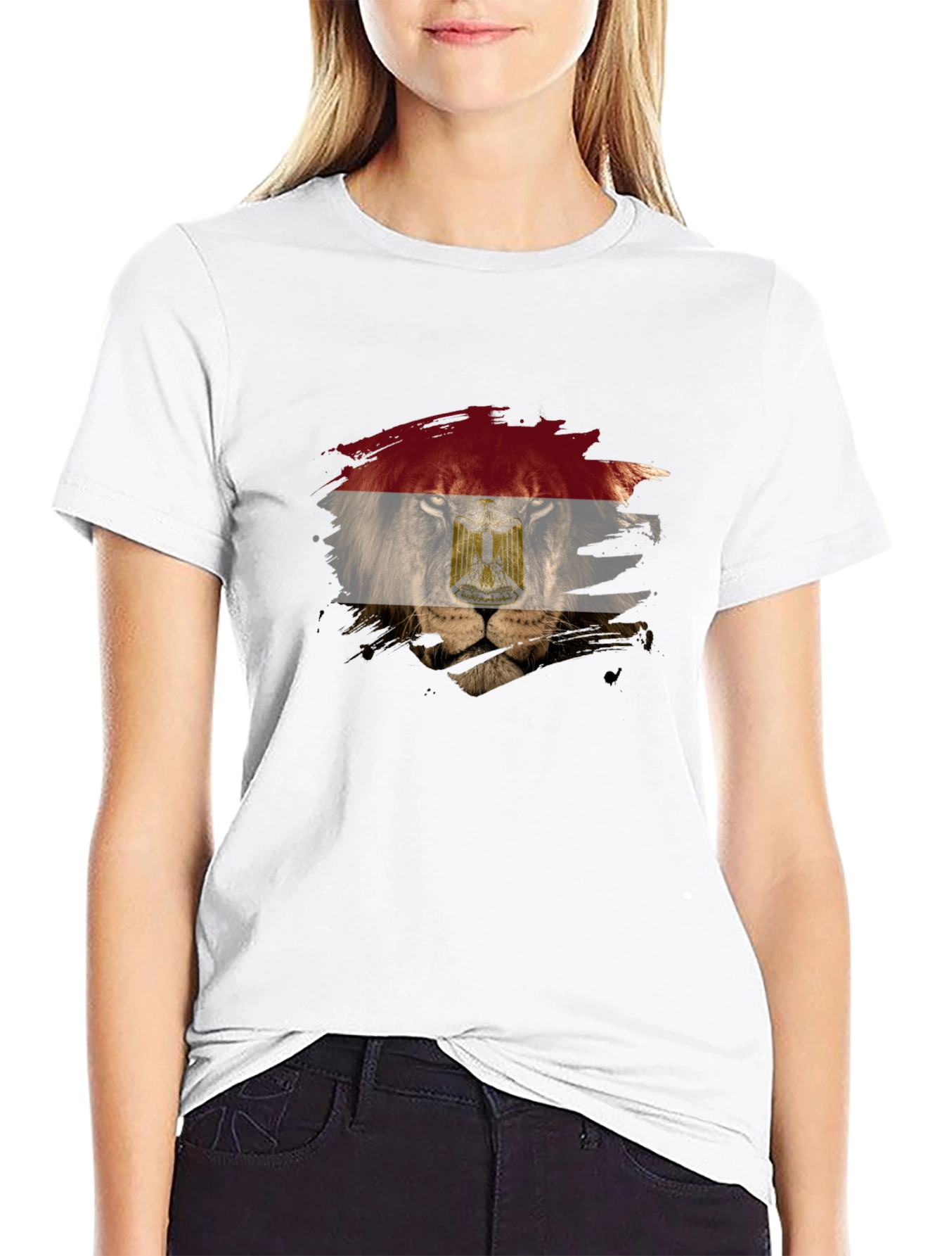 Egyptian Flag Lion Graphic T-Shirt